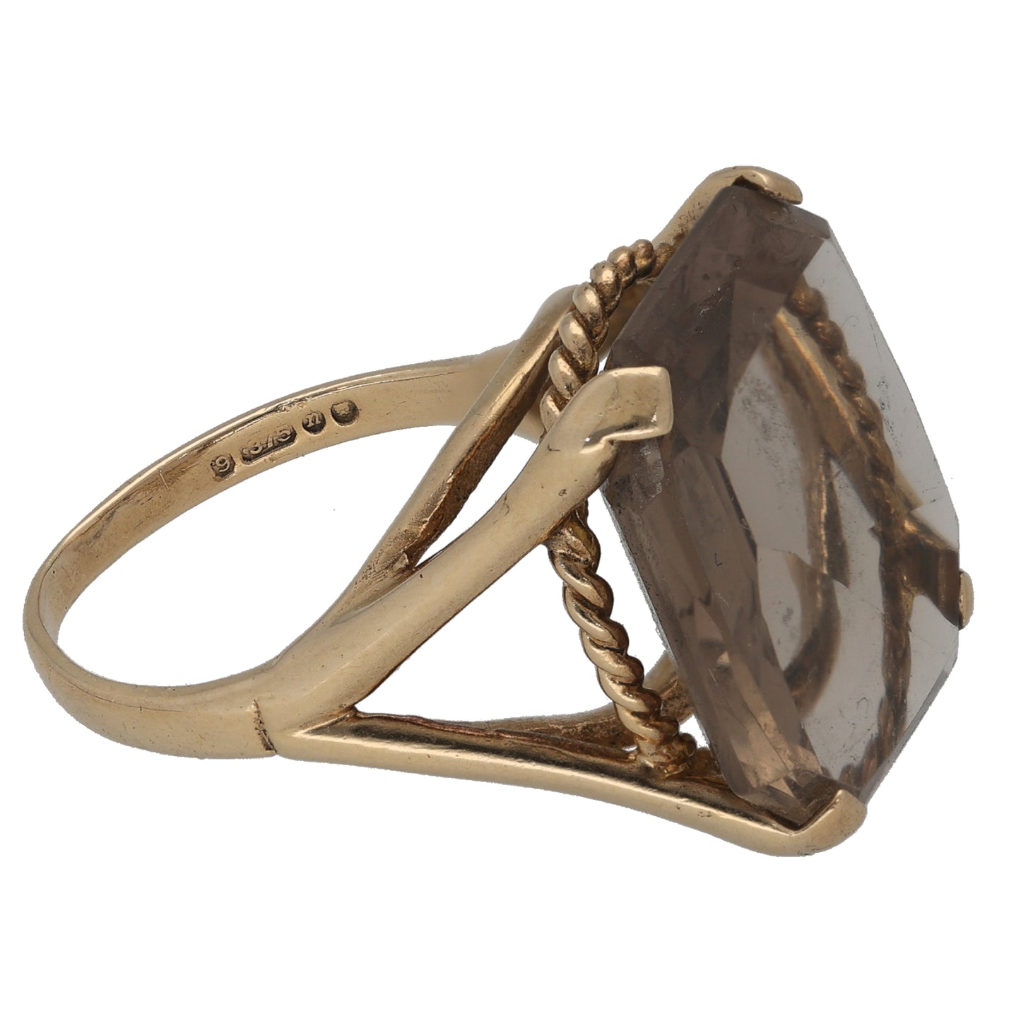9ct Gold Smoky Quartz Single Stone Ring Size M