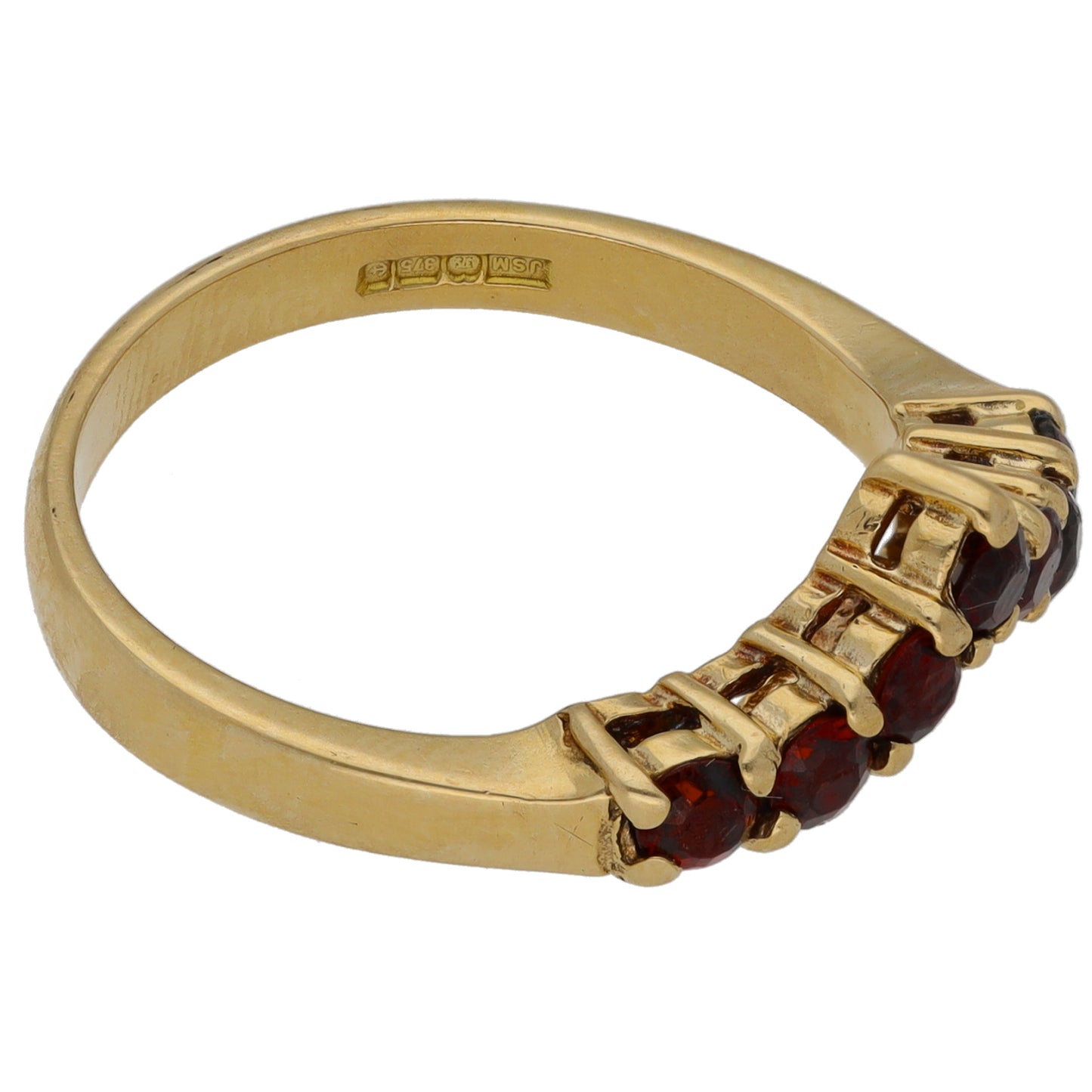 9ct Gold Garnet Wishbone Ring Size P