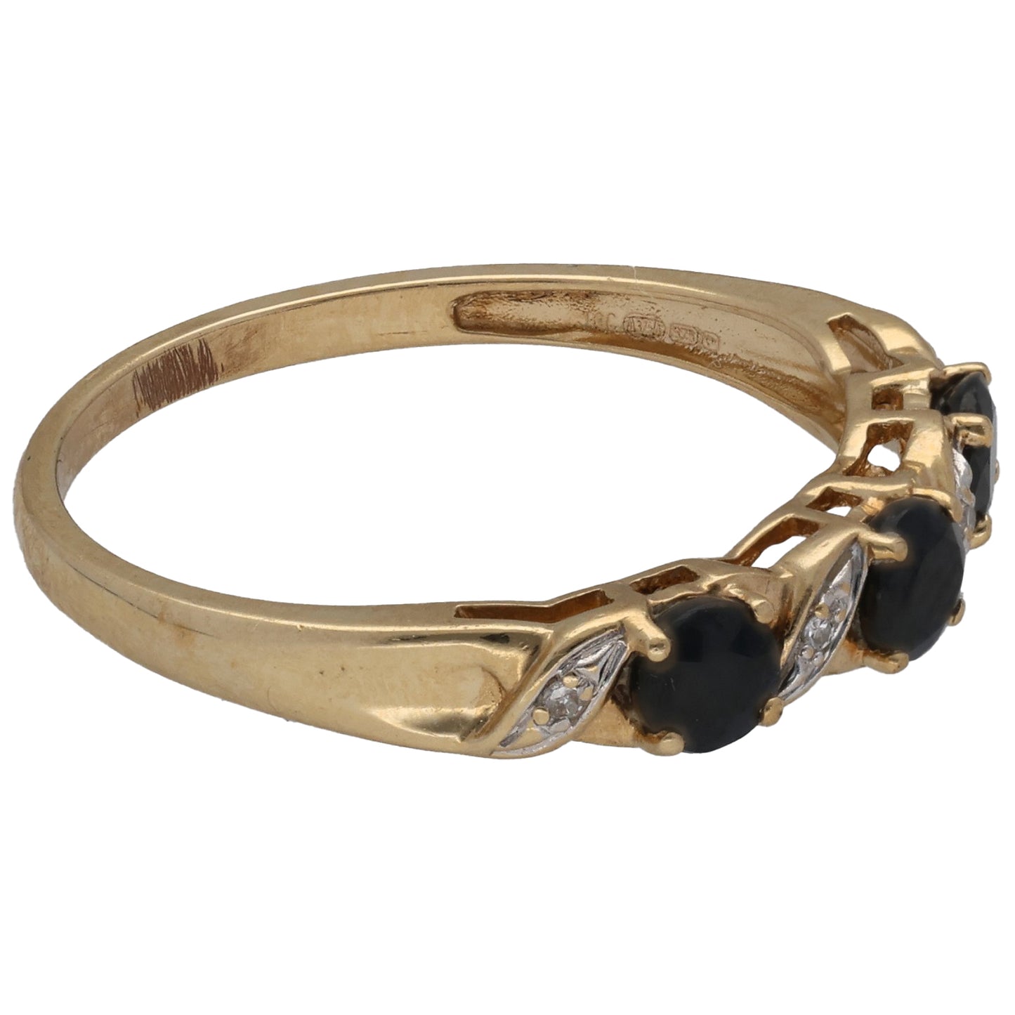 9ct Gold Sapphire & 0.02ct Diamond Dress/Cocktail Ring Size P