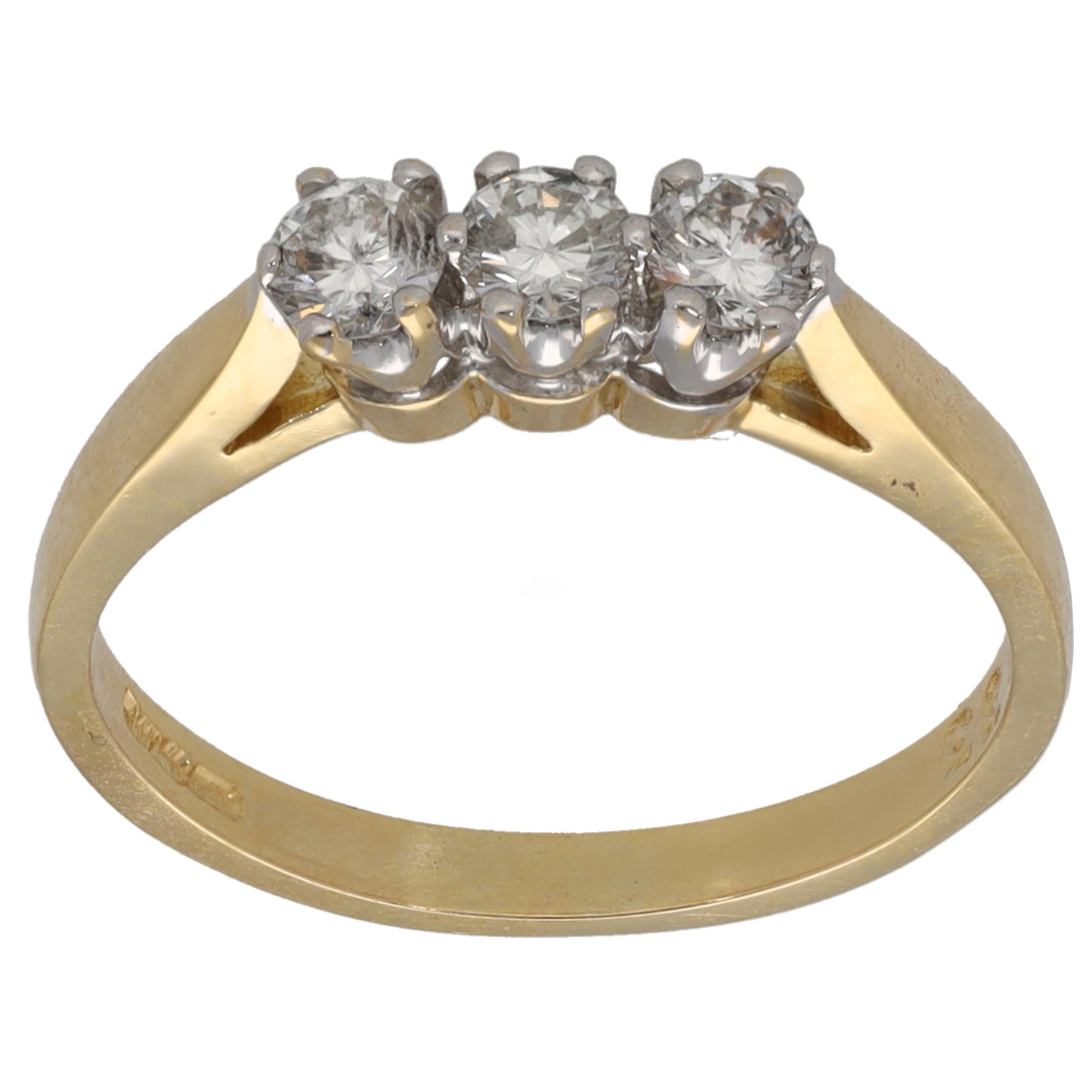 18ct Gold 0.33ct Diamond Trilogy Ring Size M