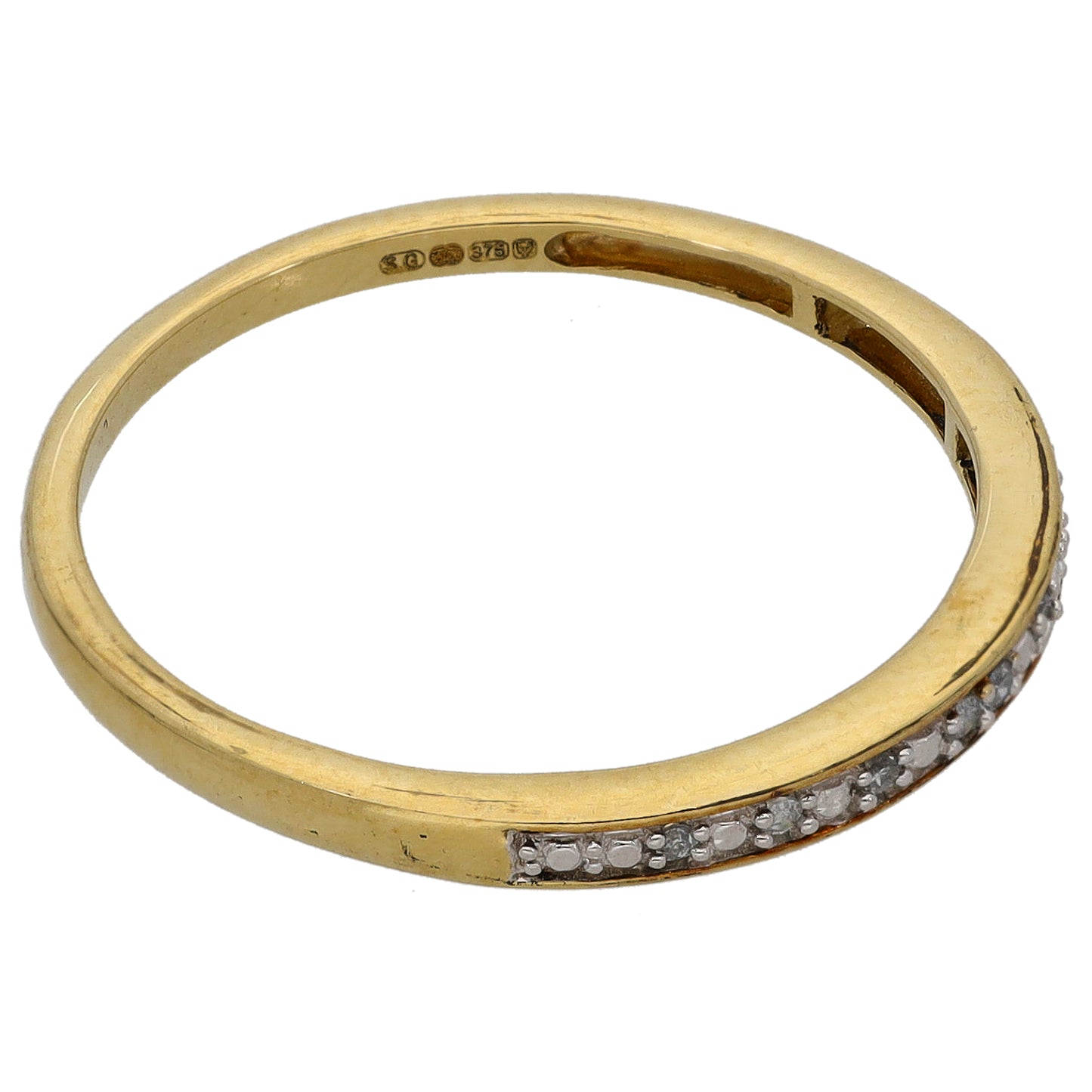 9ct Gold 0.05ct Diamond Half Eternity Ring Size S