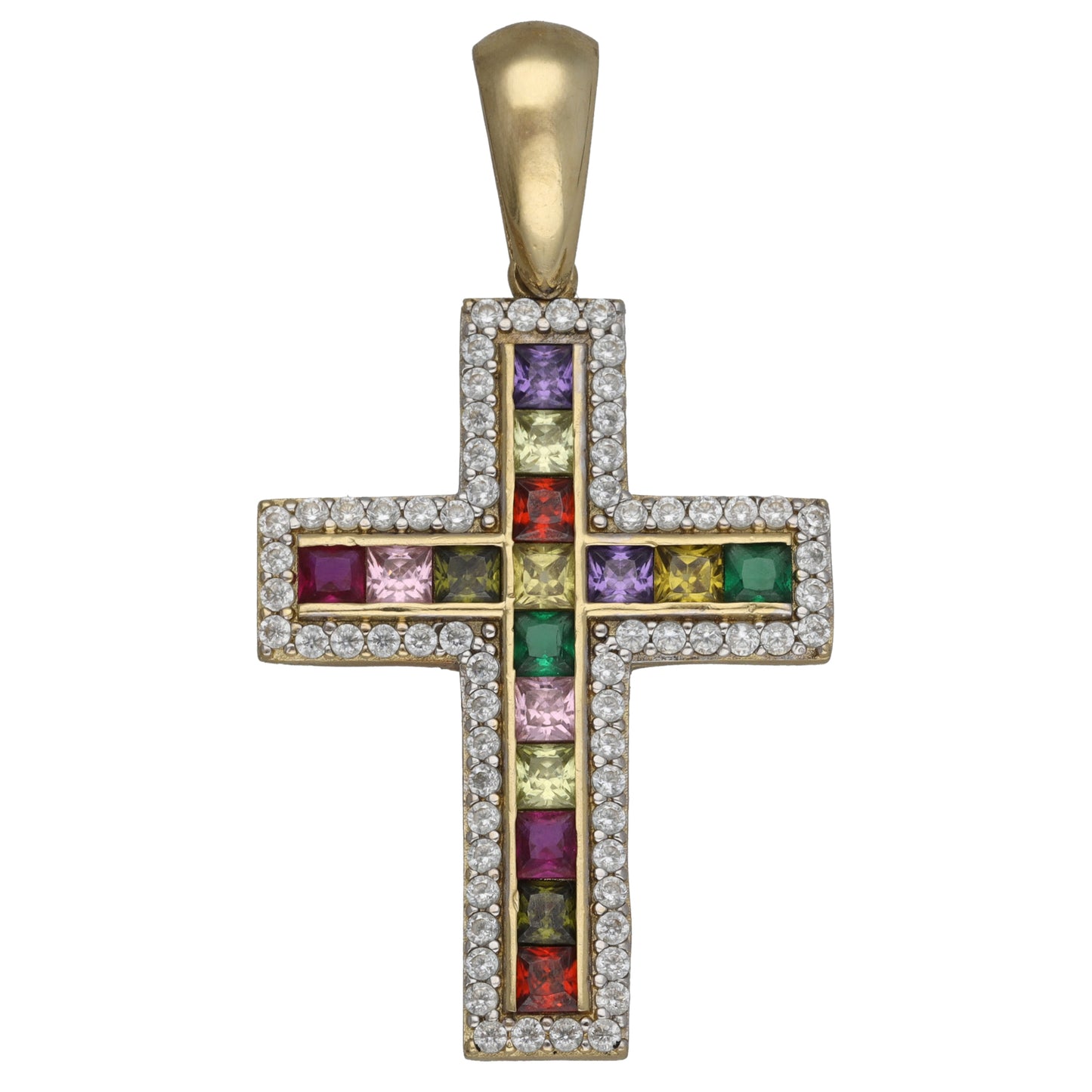 14ct Gold Imitation Gems Cross Pendant