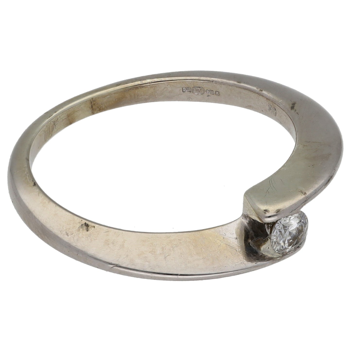 9ct White Gold 0.10ct Diamond Solitaire Ring Size N