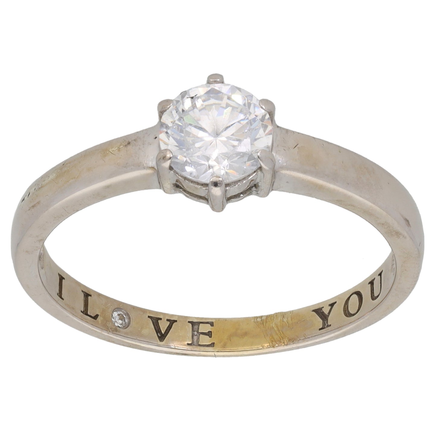 9ct White Gold Cubic Zirconia Single Stone Ring Size S