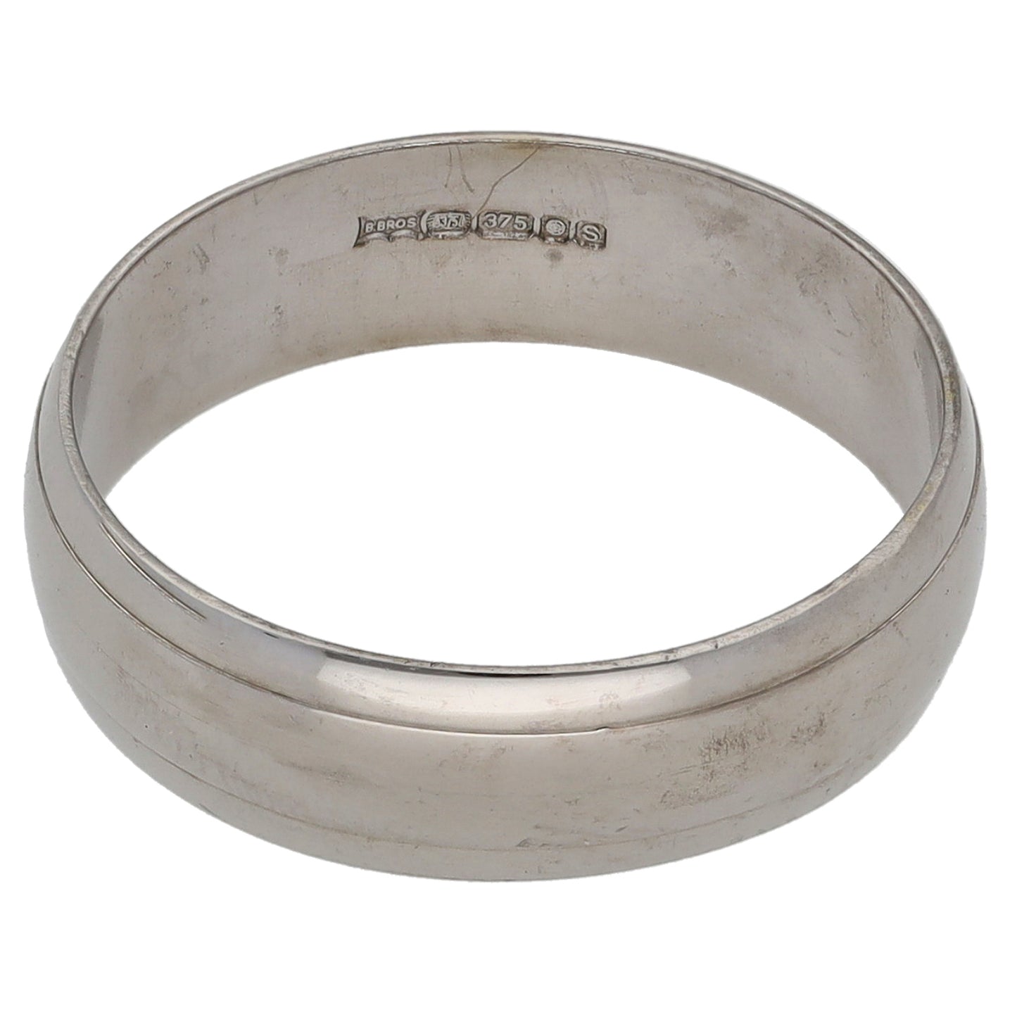 9ct White Gold Plain Wedding Ring Size L