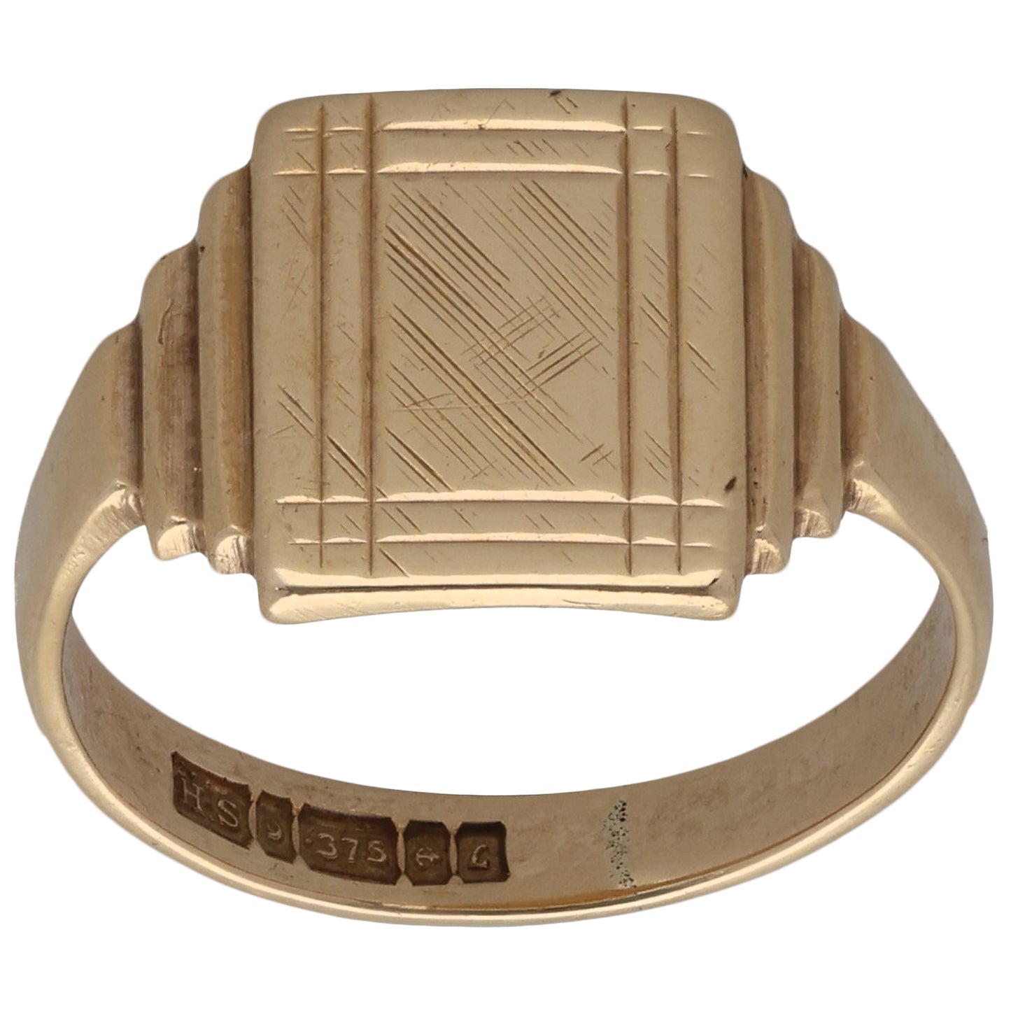 9ct Gold Patterned Signet Ring Size P