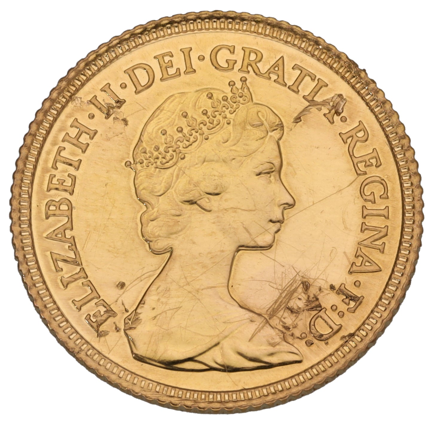 22ct Gold Queen Elizabeth II Half Sovereign Coin 1982