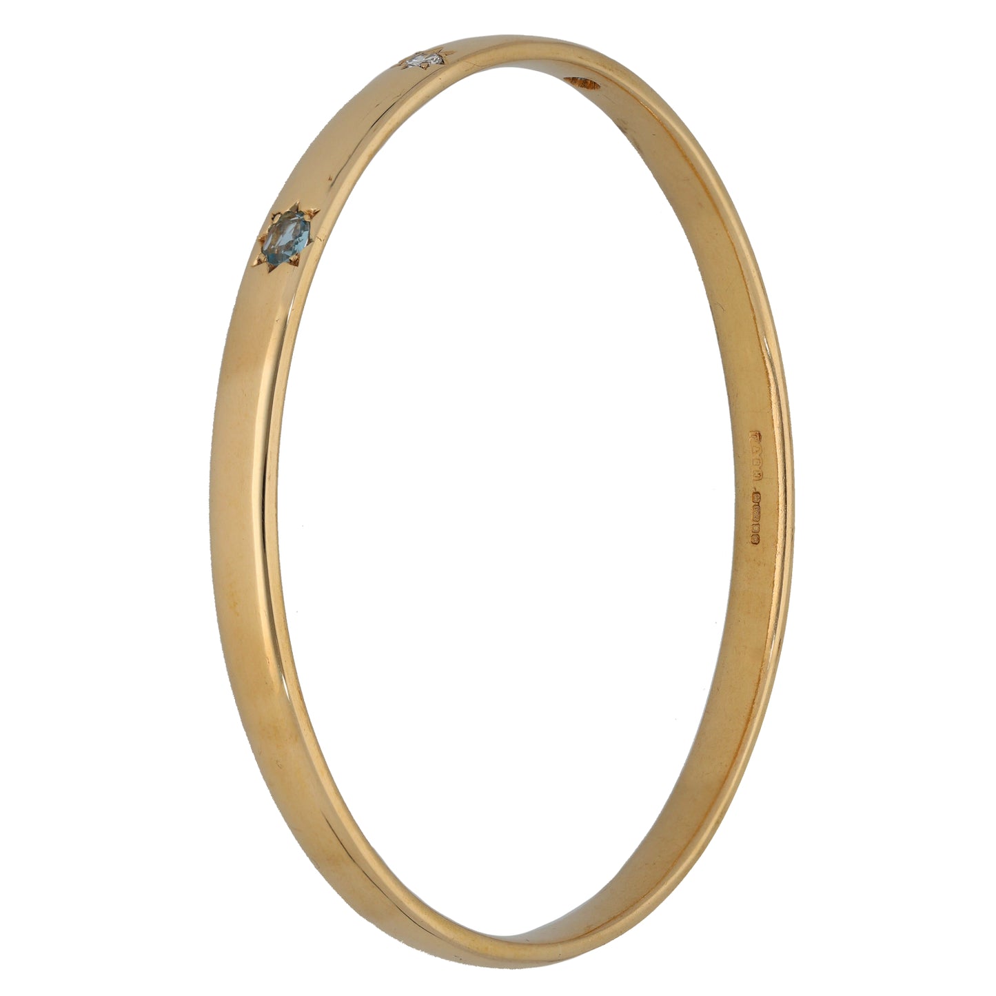 9ct Gold Aquamarine & 0.10ct Diamond Alternative Bangle