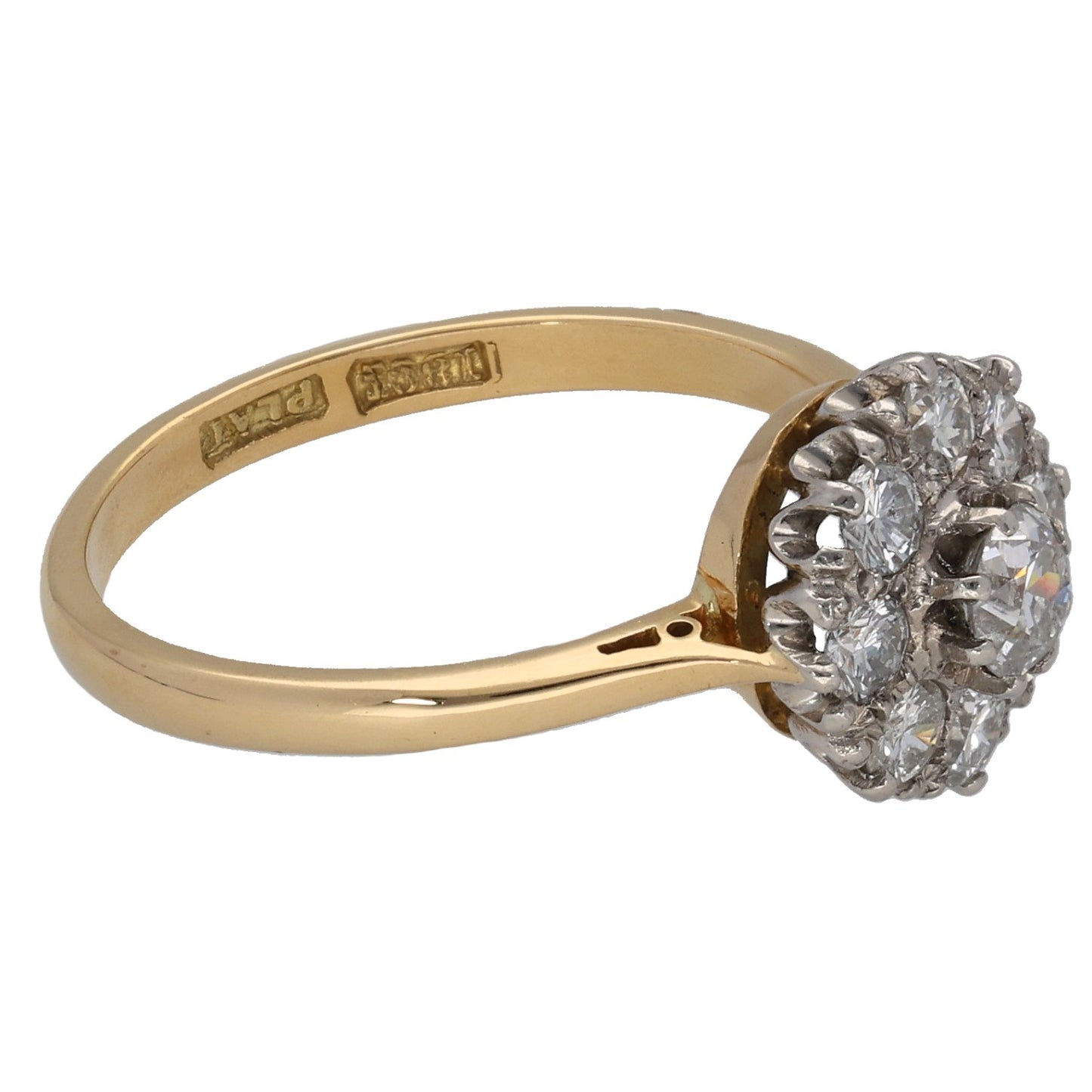 18ct Gold 1.05ct Diamond Cluster Ring Size M
