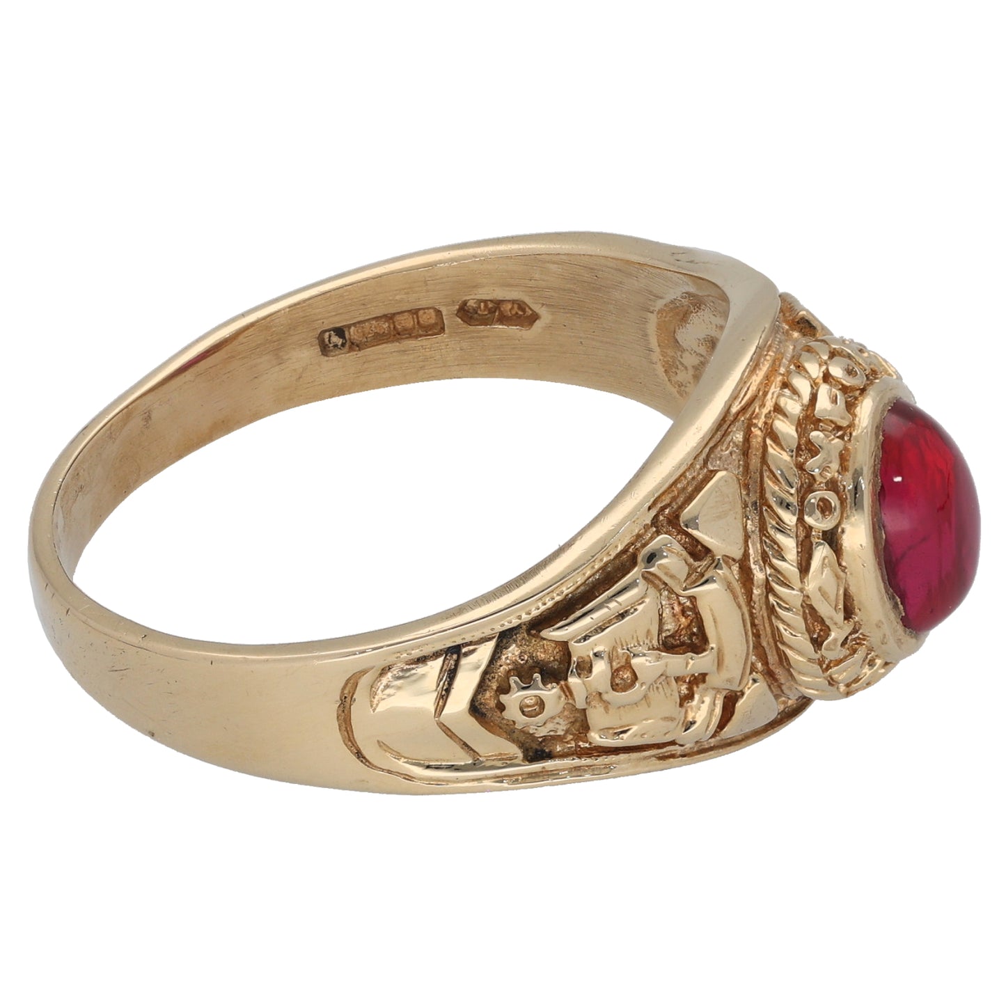 9ct Gold Man Made Ruby College Ring Size Y