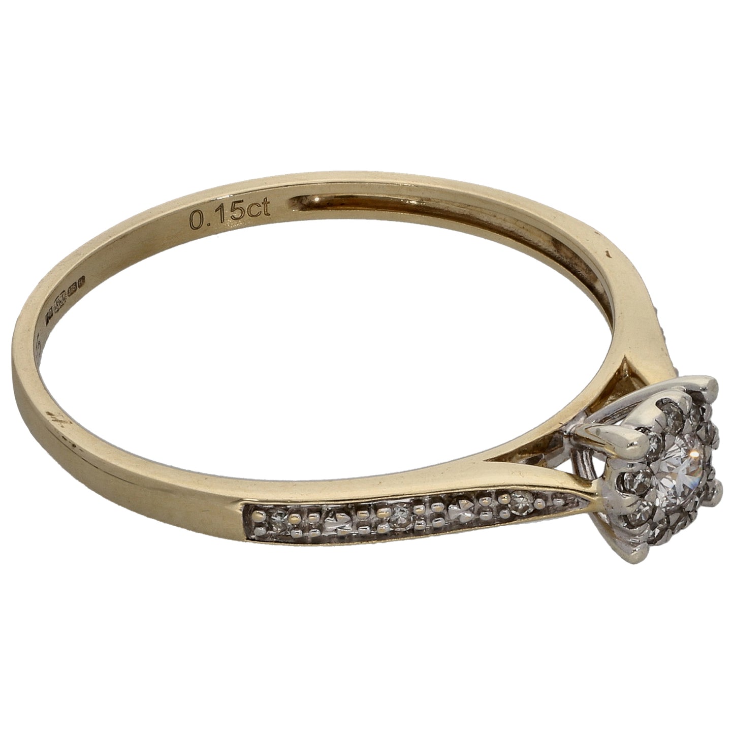 9ct Gold 0.15ct Diamond Cluster Ring Size R