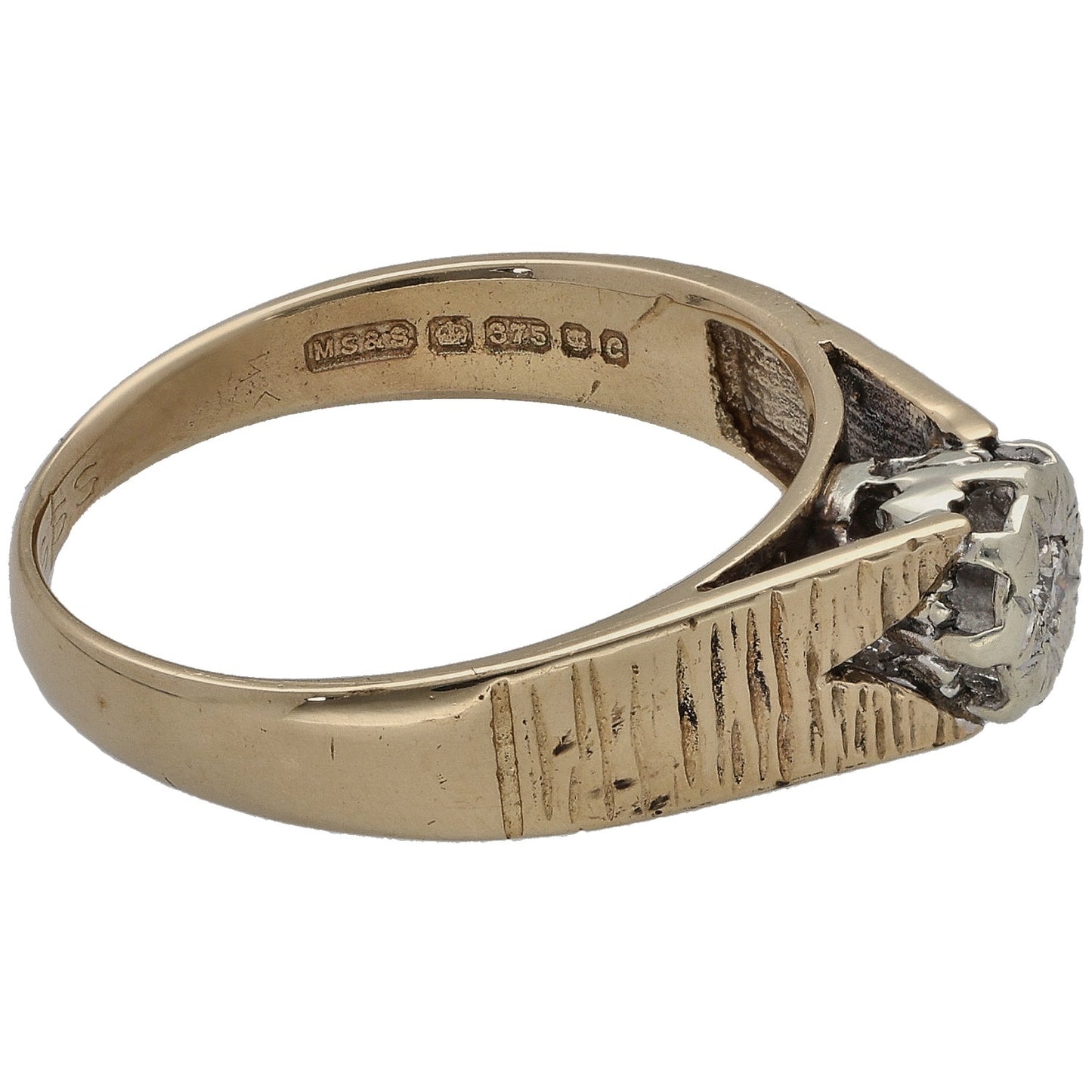 9ct Gold 0.04ct Diamond Solitaire Ring Size M