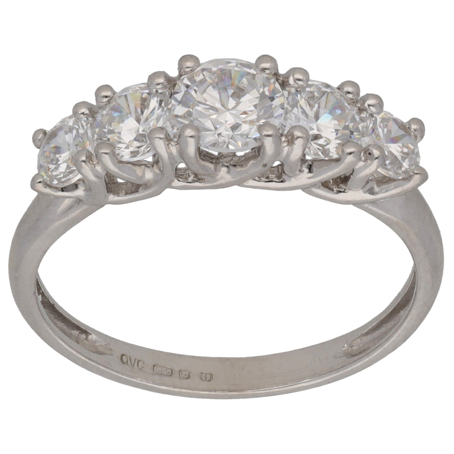 14ct White Gold Cubic Zirconia Half Eternity Ring Size N