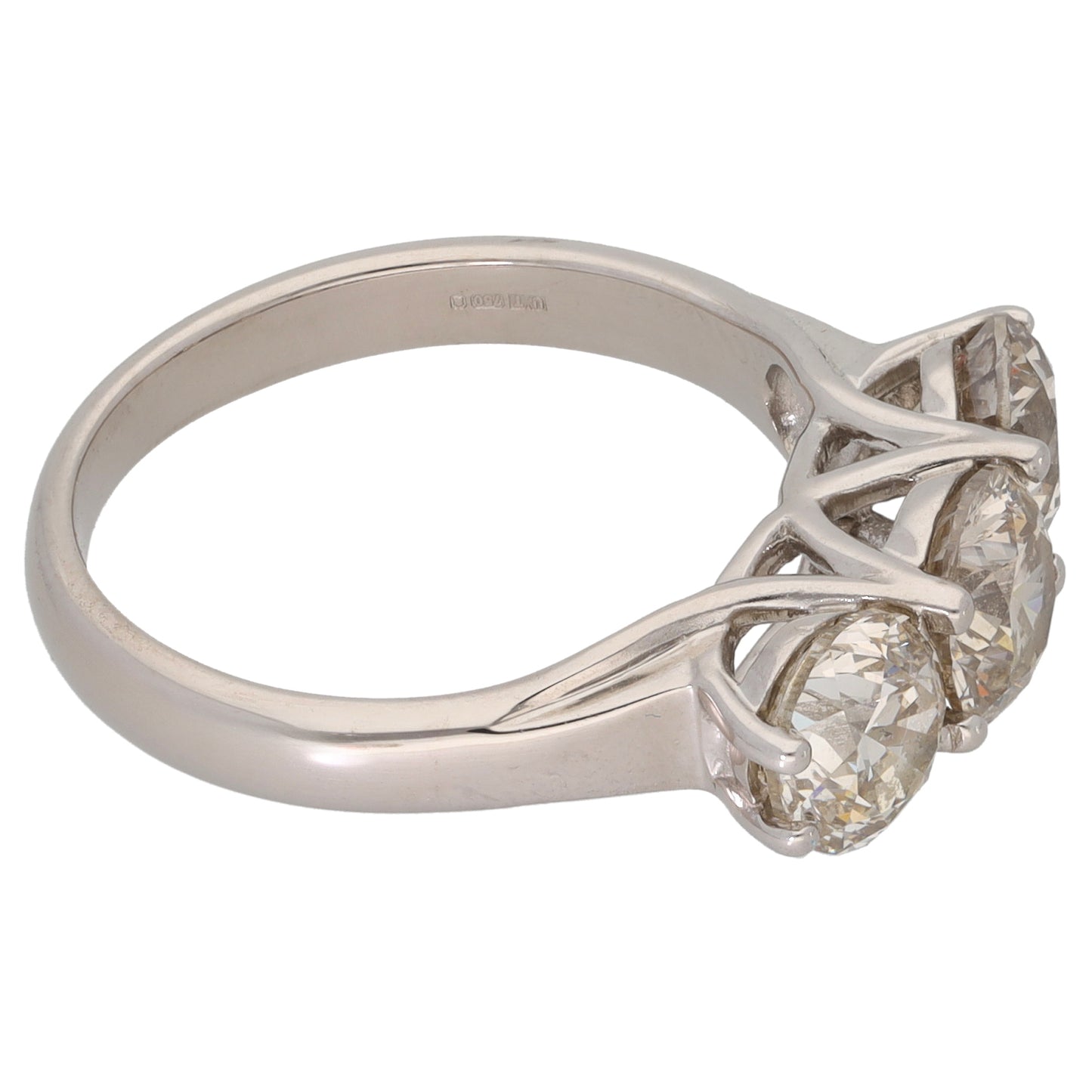 18ct White Gold 2.80ct Diamond Trilogy Ring Size O