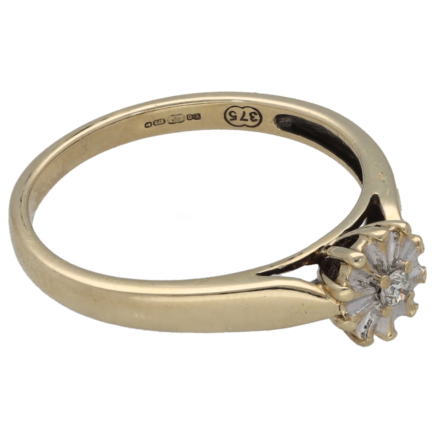 9ct Gold 0.03ct Diamond Solitaire Ring Size L