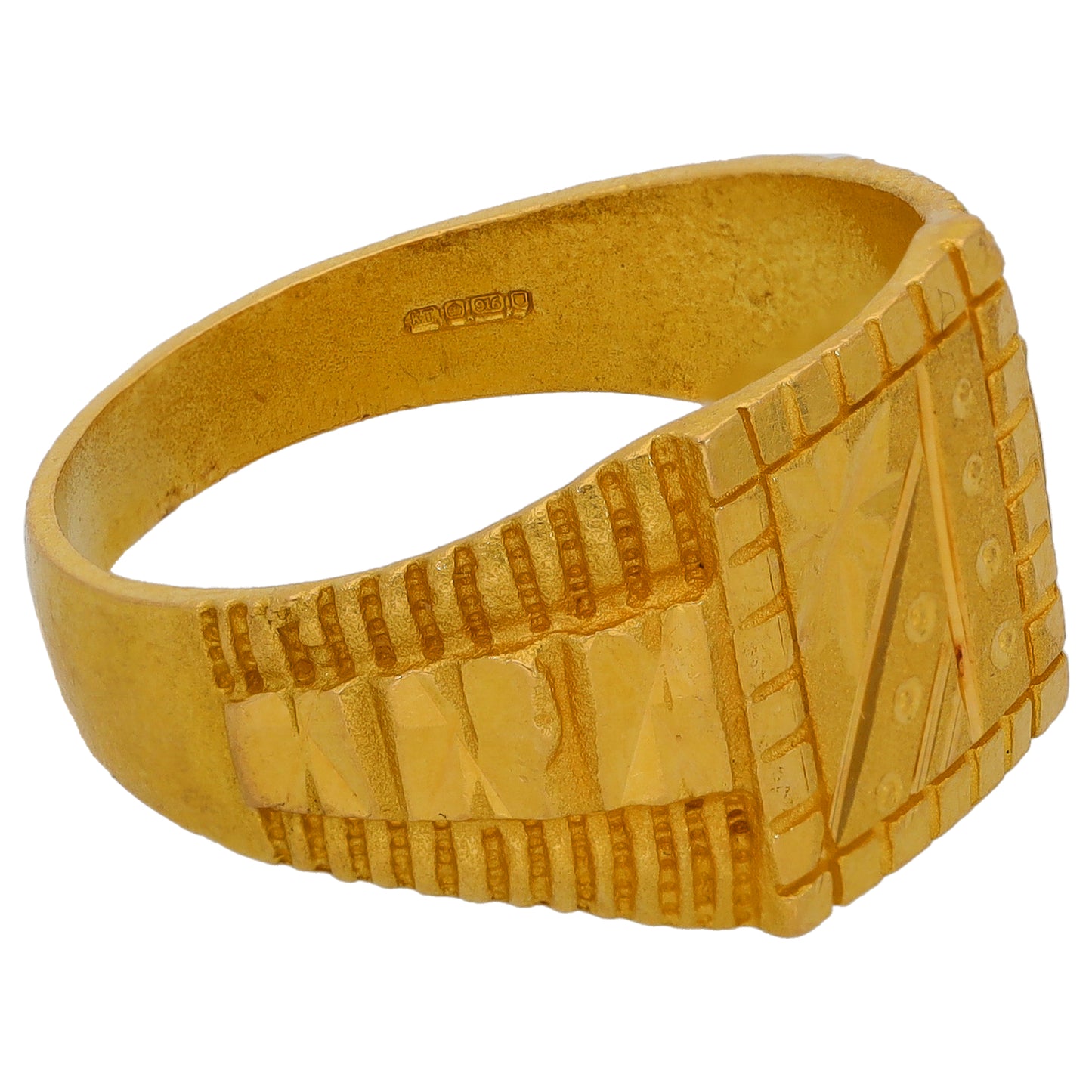 22ct Gold Patterned Signet Ring Size W