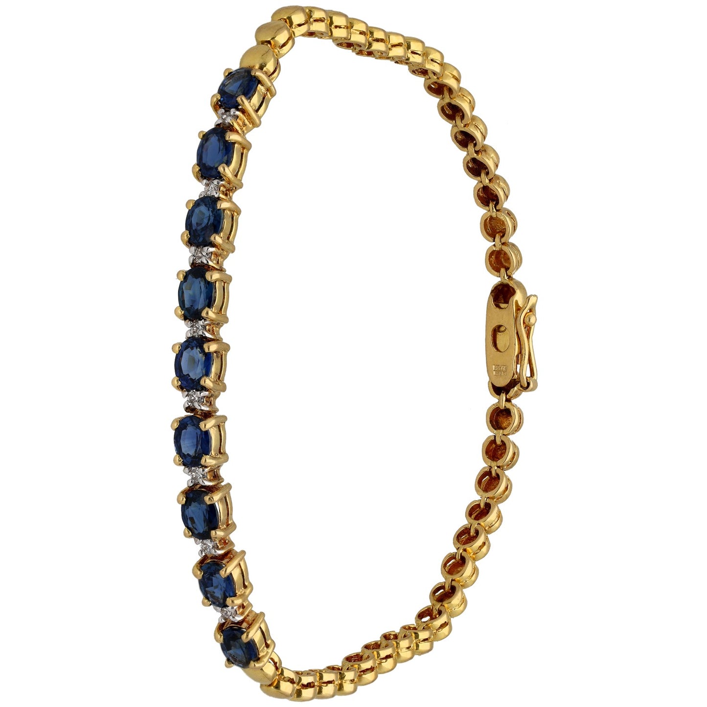 18ct Gold Sapphire & 0.08ct Diamond Fancy Stone Set Bracelet
