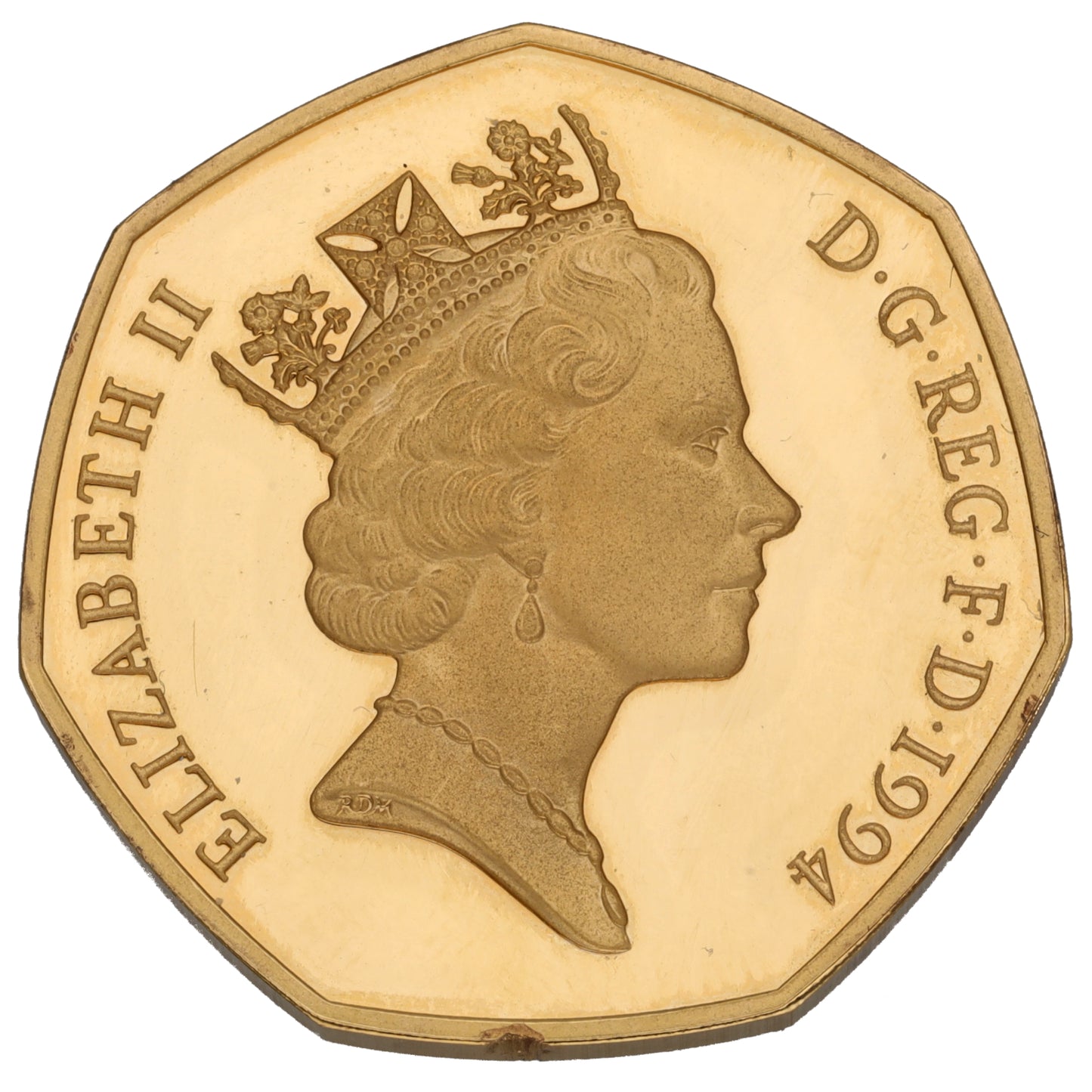 22ct Gold Queen Elizabeth II D-Day 50 Pence Coin 1994