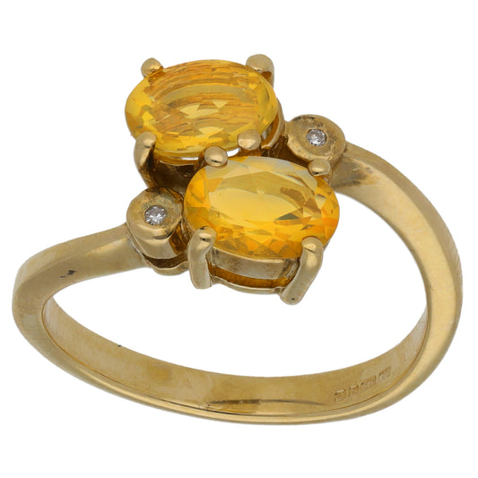 9ct Gold Opal & 0.02ct Diamond Dress/Cocktail Ring Size N