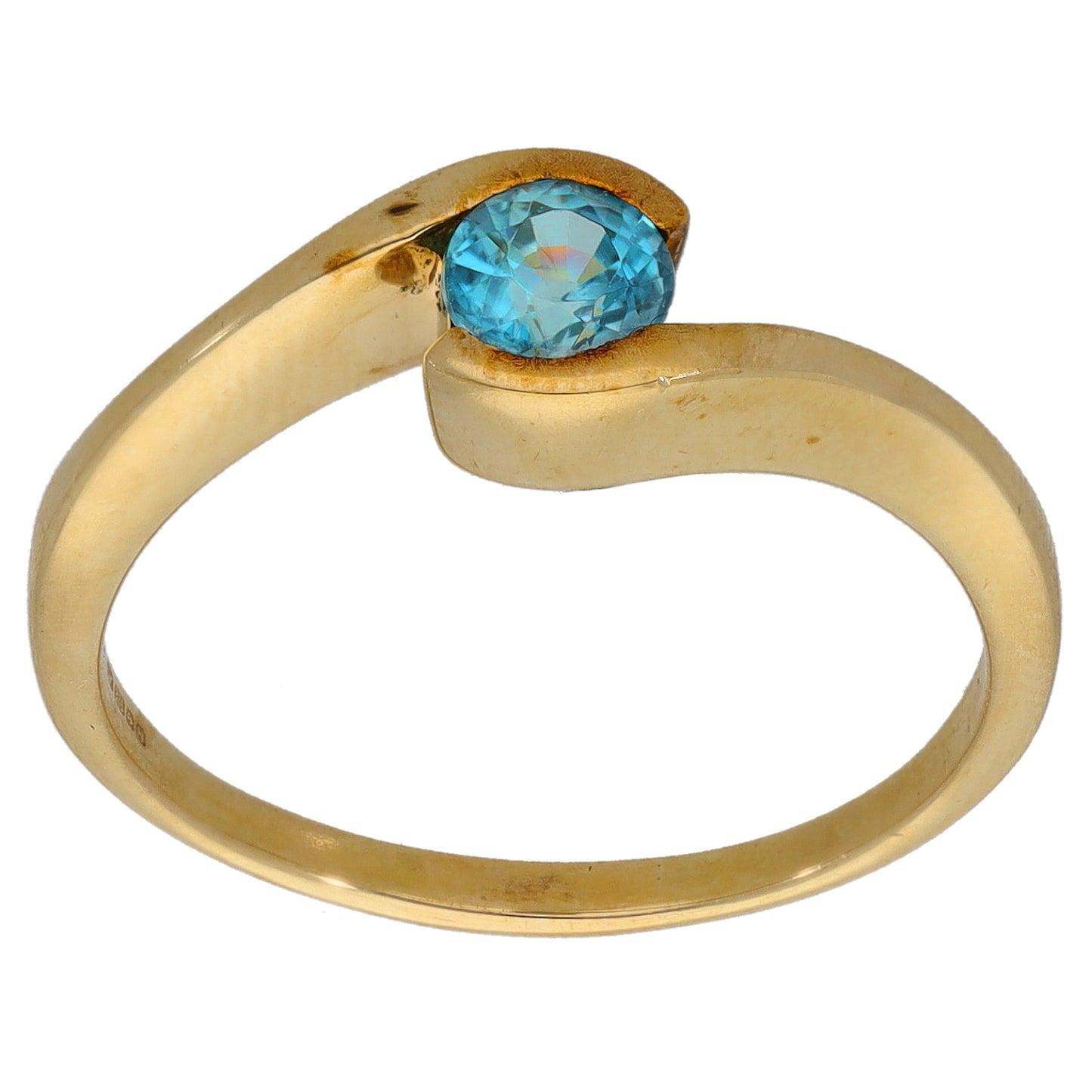 9ct Gold Zircon Single Stone Ring Size R