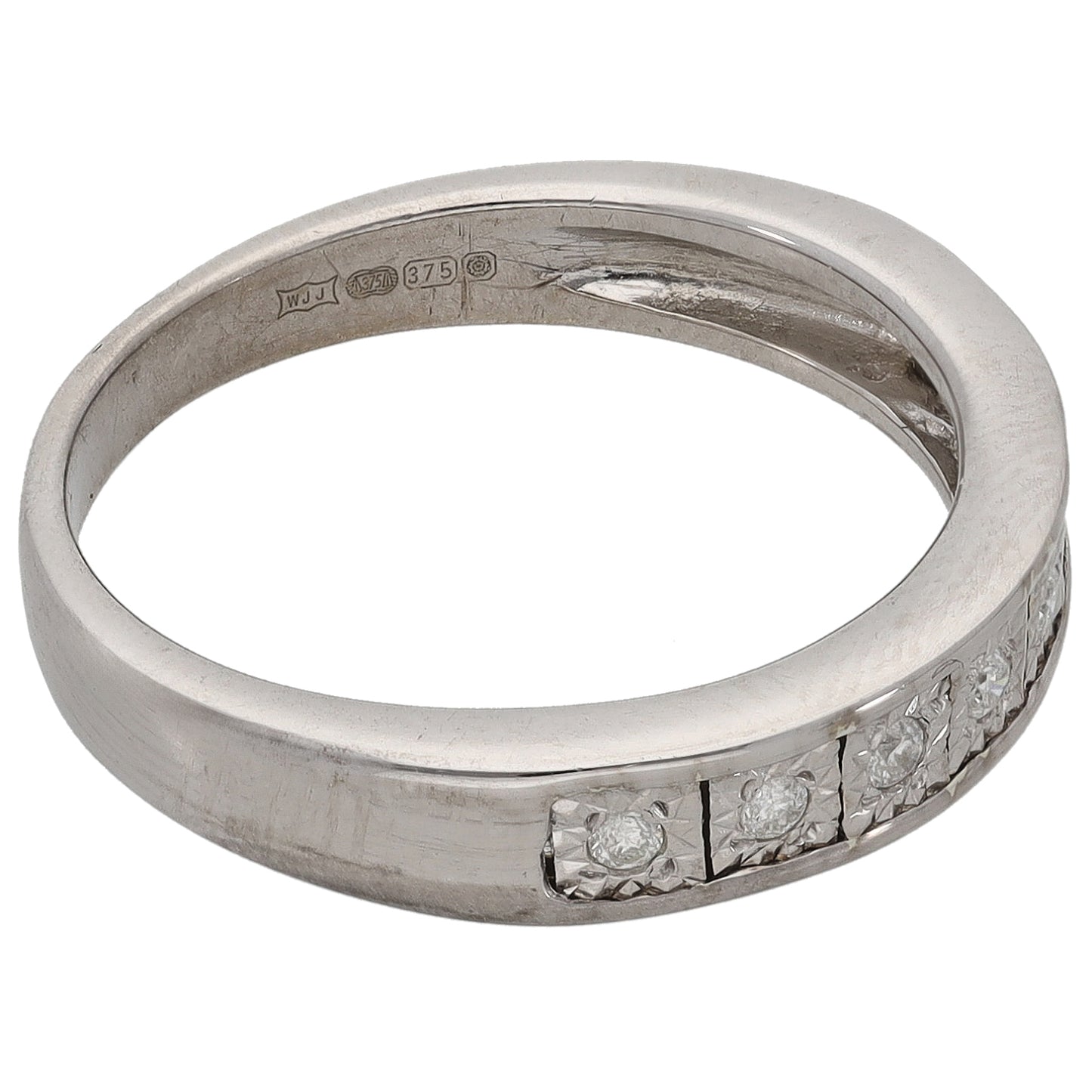 9ct White Gold 0.10ct Diamond Half Eternity Ring Size M