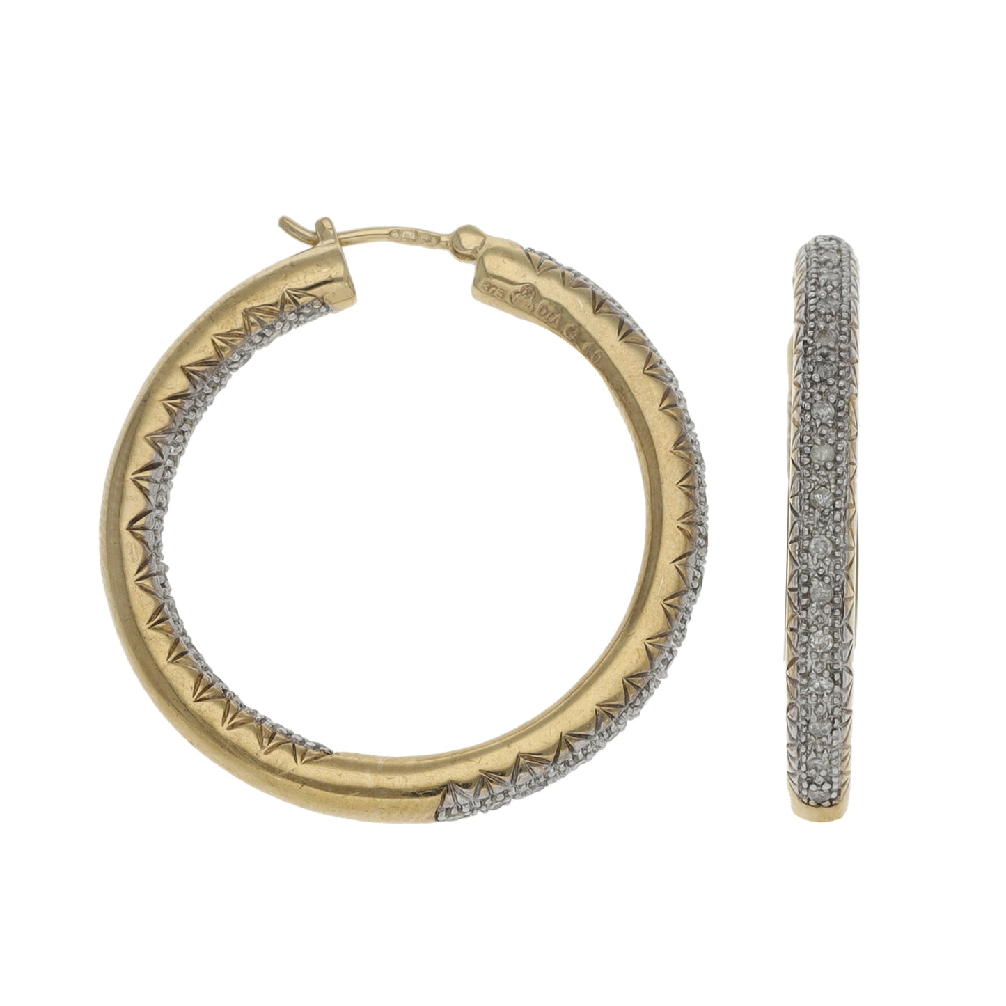 9ct Gold 0.36ct Diamond Hoop Earrings