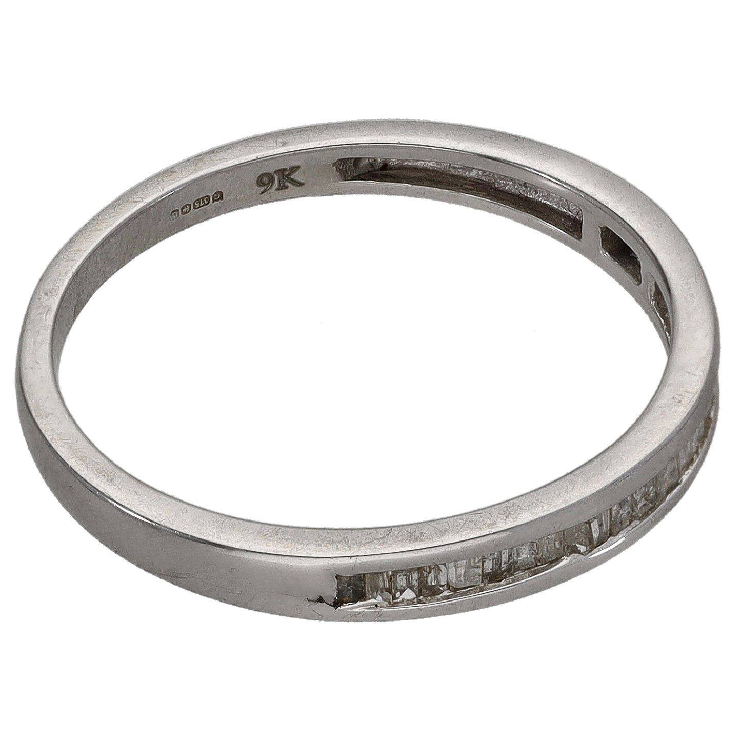 9ct White Gold 0.25ct Diamond Half Eternity Ring Size P