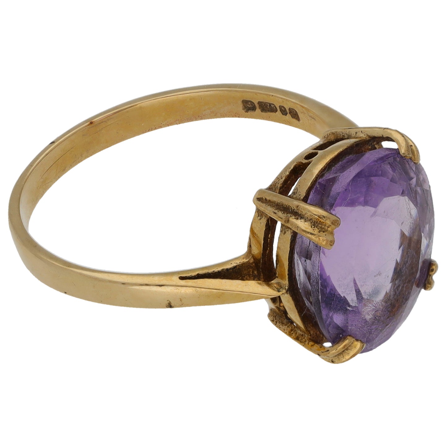 9ct Gold Amethyst Single Stone Ring Size M