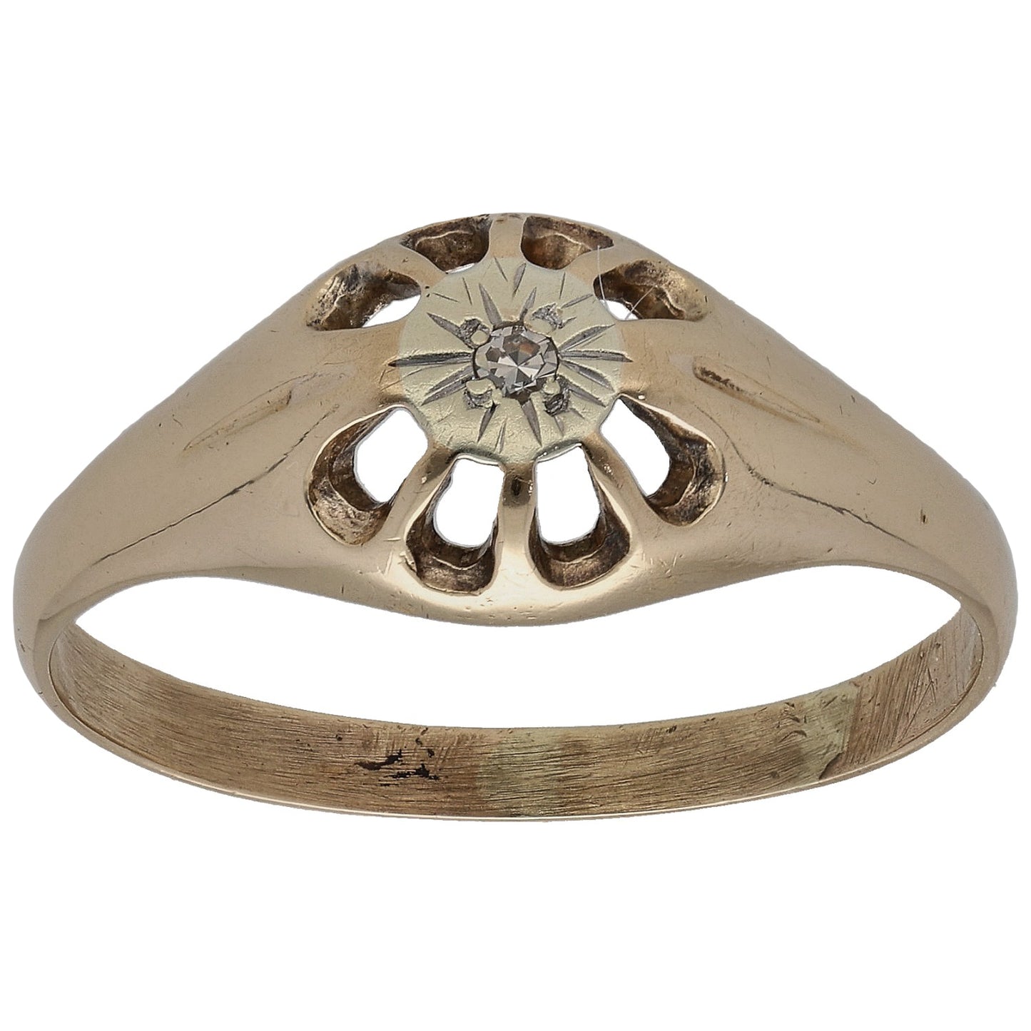9ct gold round diamond solitaire ring with single prong-set round stone