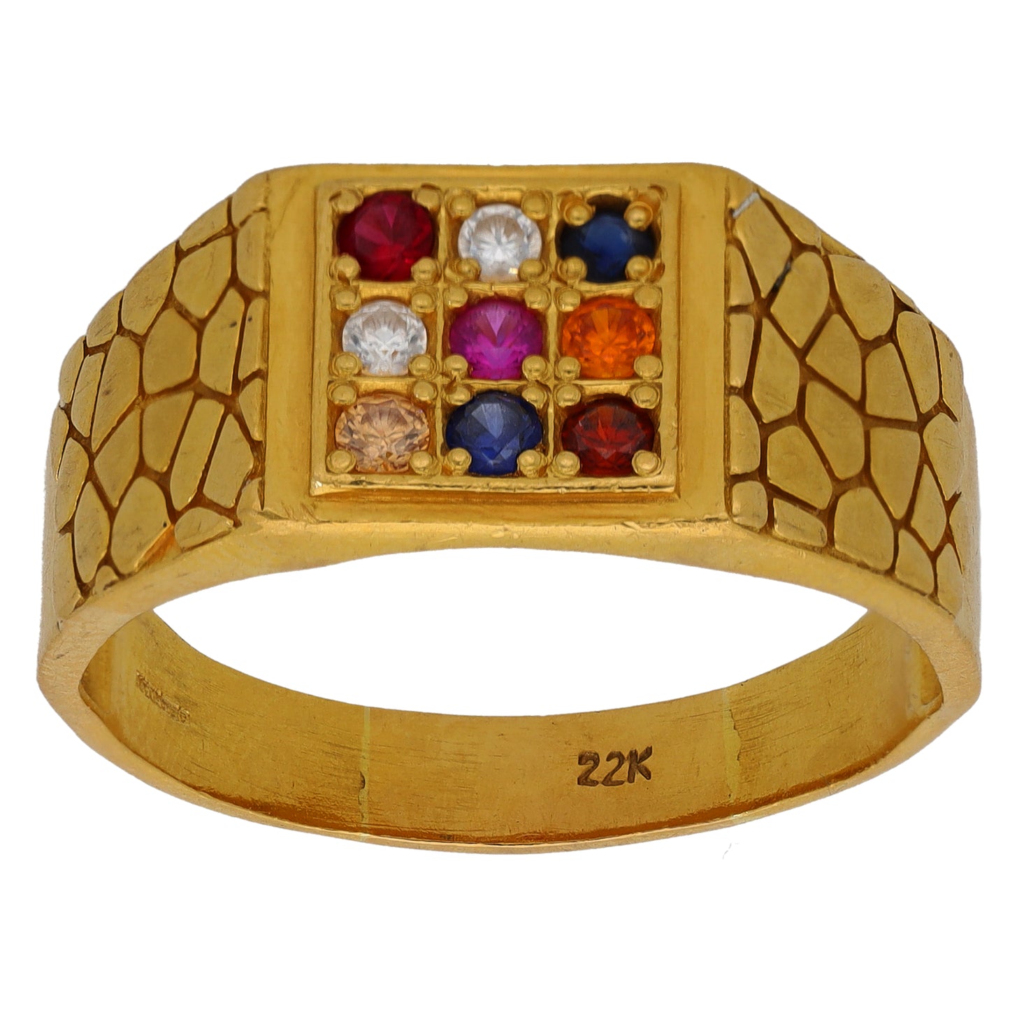 22ct Gold Imitation Gems Patterned Signet Ring Size Z+3