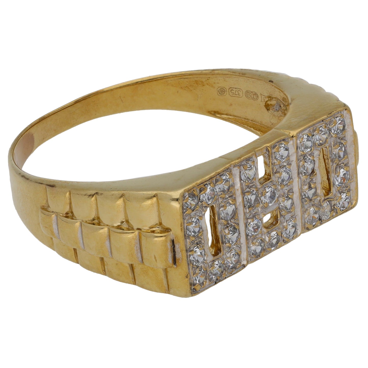 9ct Gold Cubic Zirconia Dad Ring Size Y
