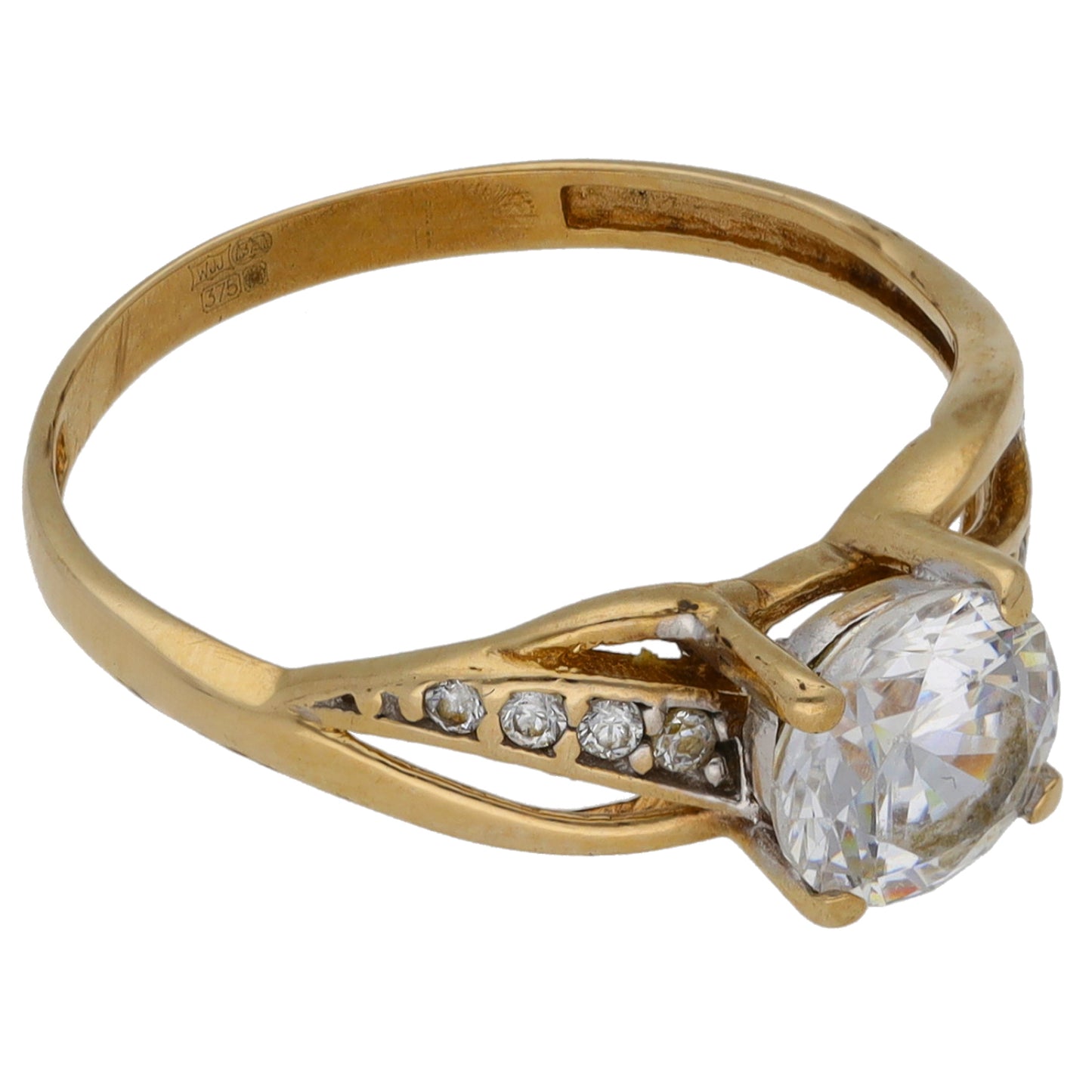 14ct Gold Cubic Zirconia Dress/Cocktail Ring Size M