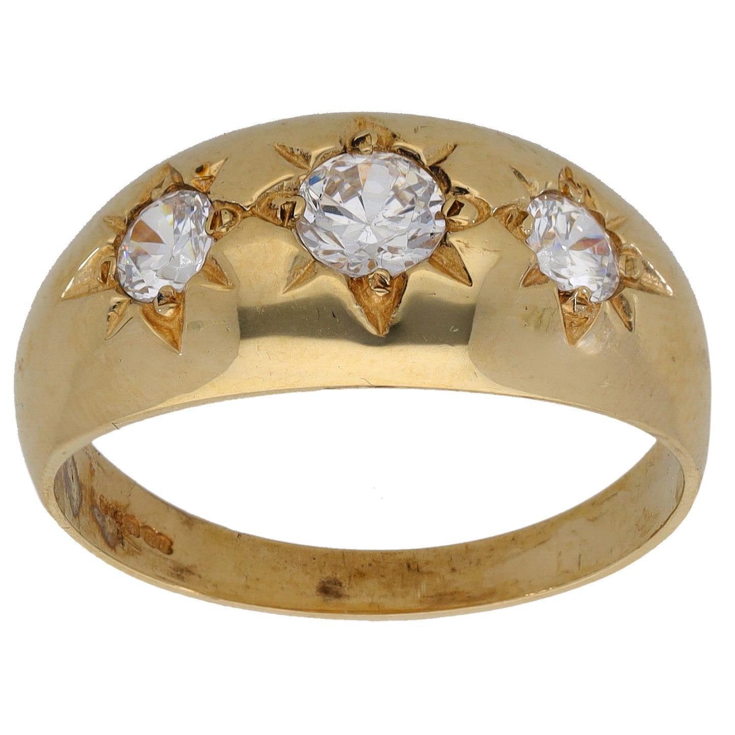 9ct Gold Cubic Zirconia Three Stone Ring Size U