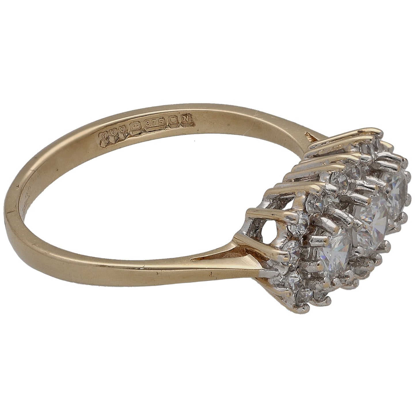 9ct Gold Cubic Zirconia Cluster Ring Size M