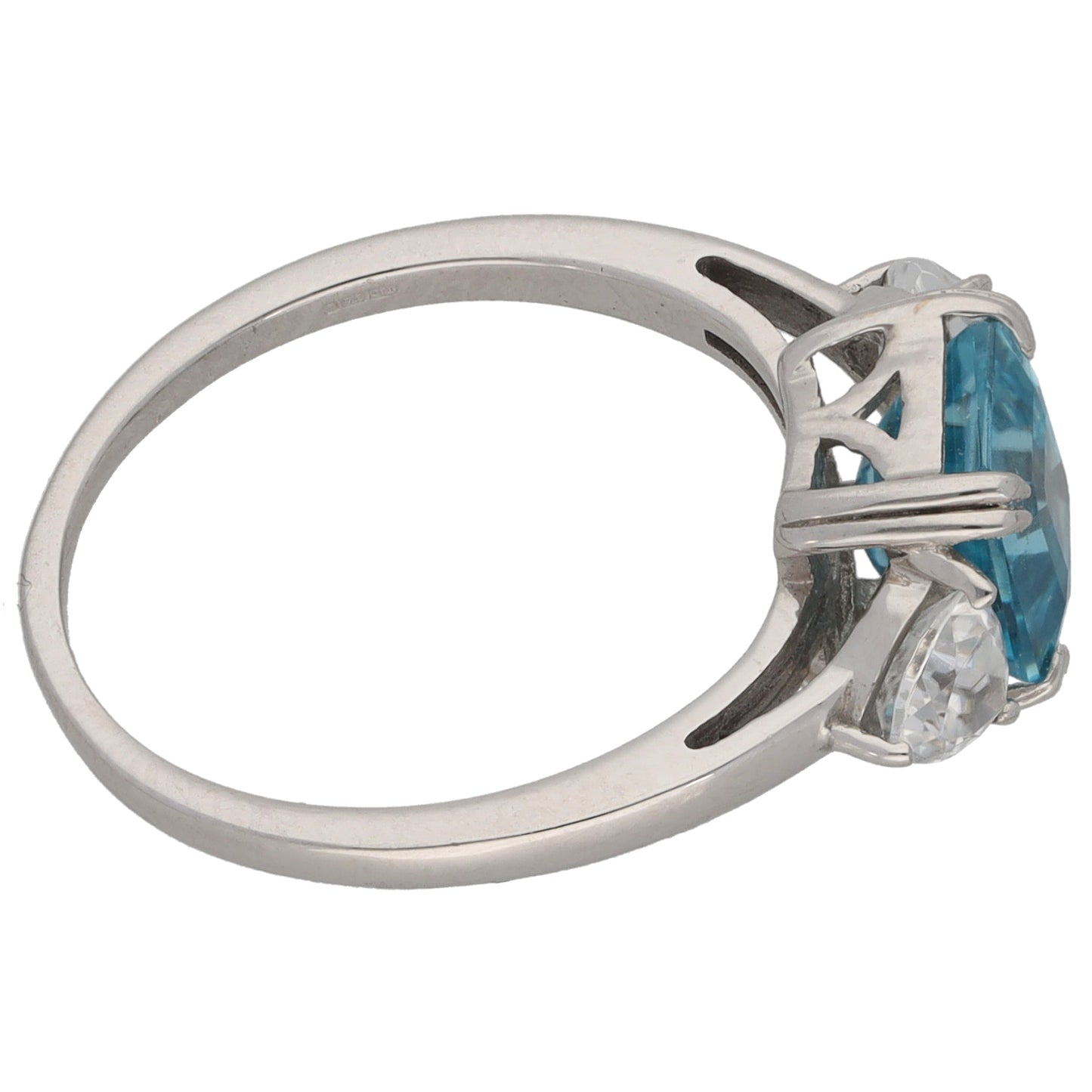 9ct White Gold Zircon Trilogy Ring Size M