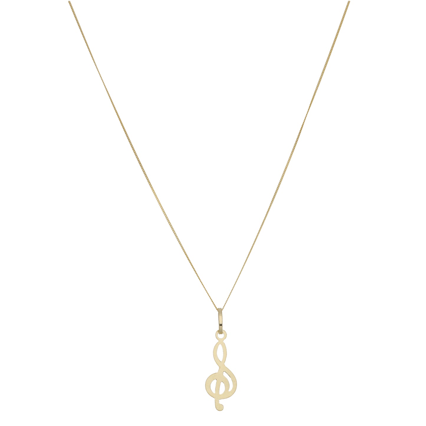 New 9ct Gold Trebel Clef Pendant With Chain 18"