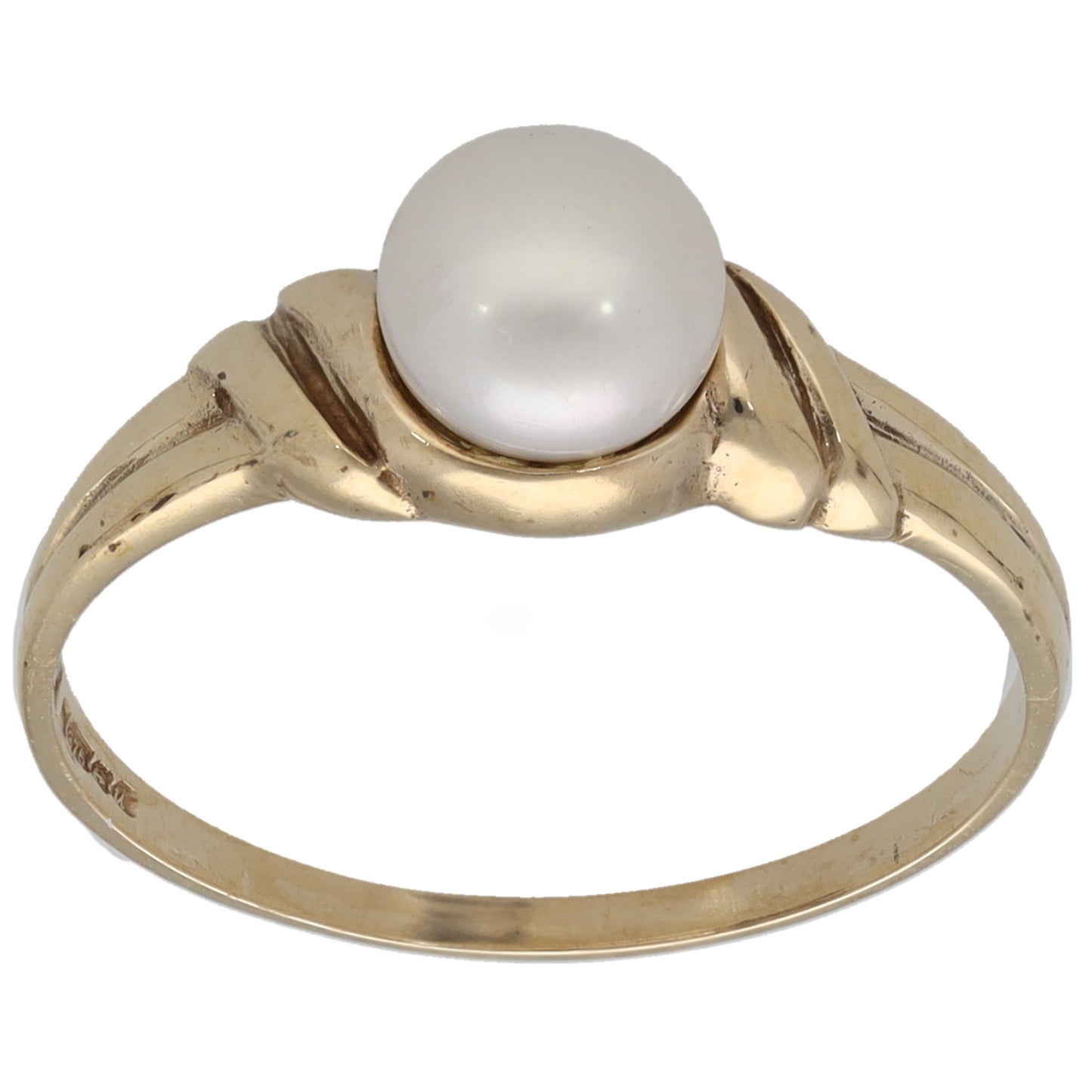 9ct Gold Cultured Pearl Single Stone Ring Size M