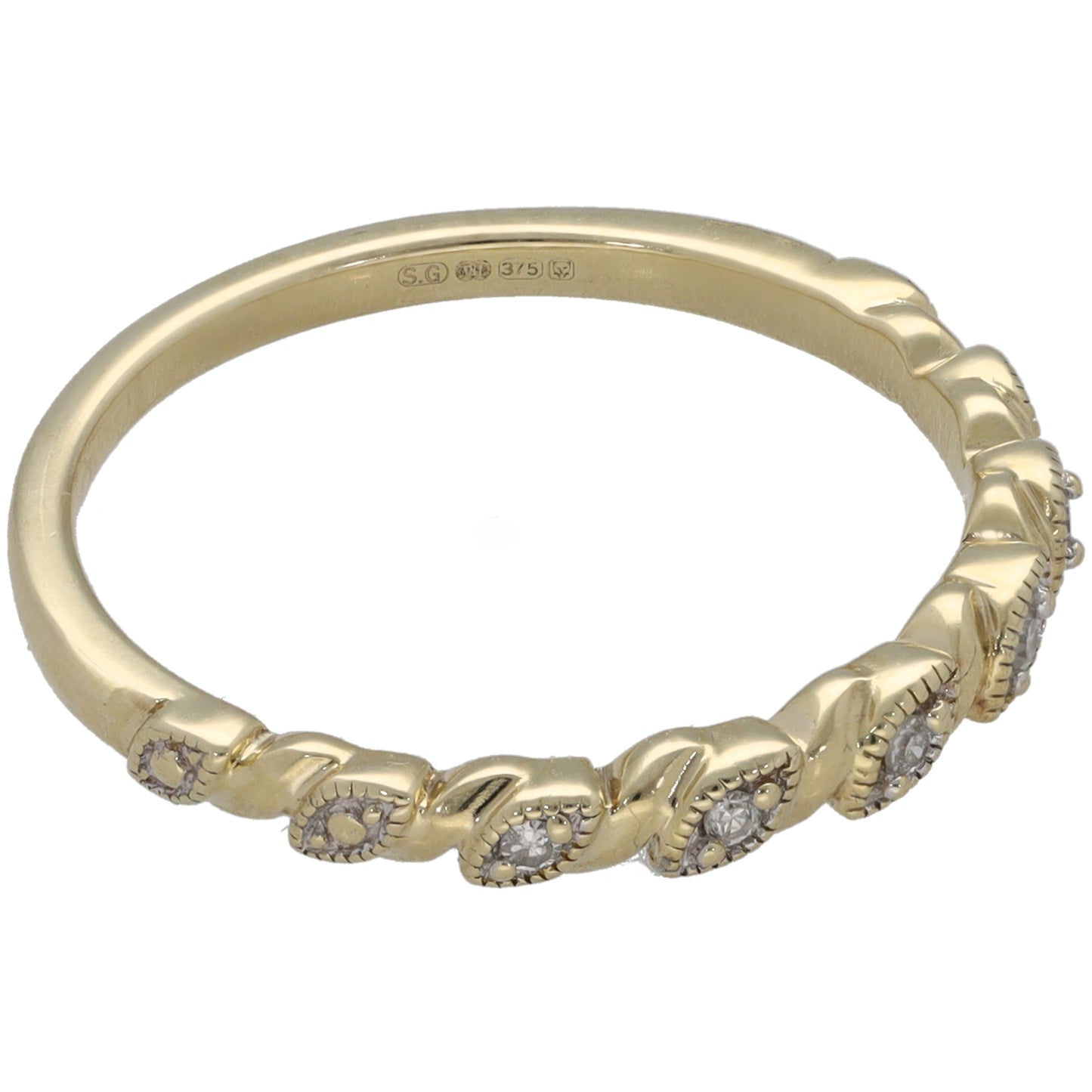 9ct Gold 0.02ct Diamond Half Eternity Ring Size M