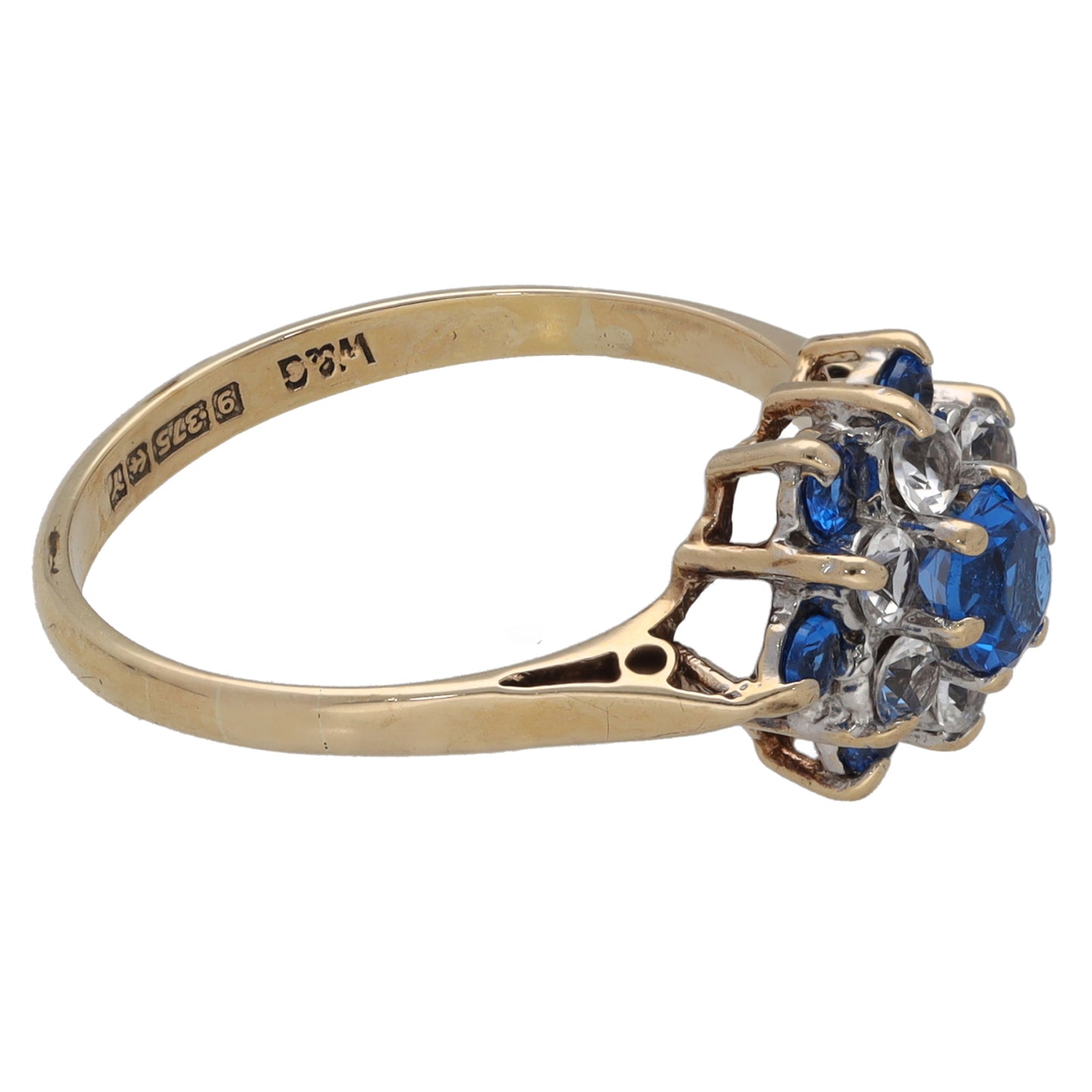 9ct Gold Imitation Gems Dress/Cocktail Ring Size M