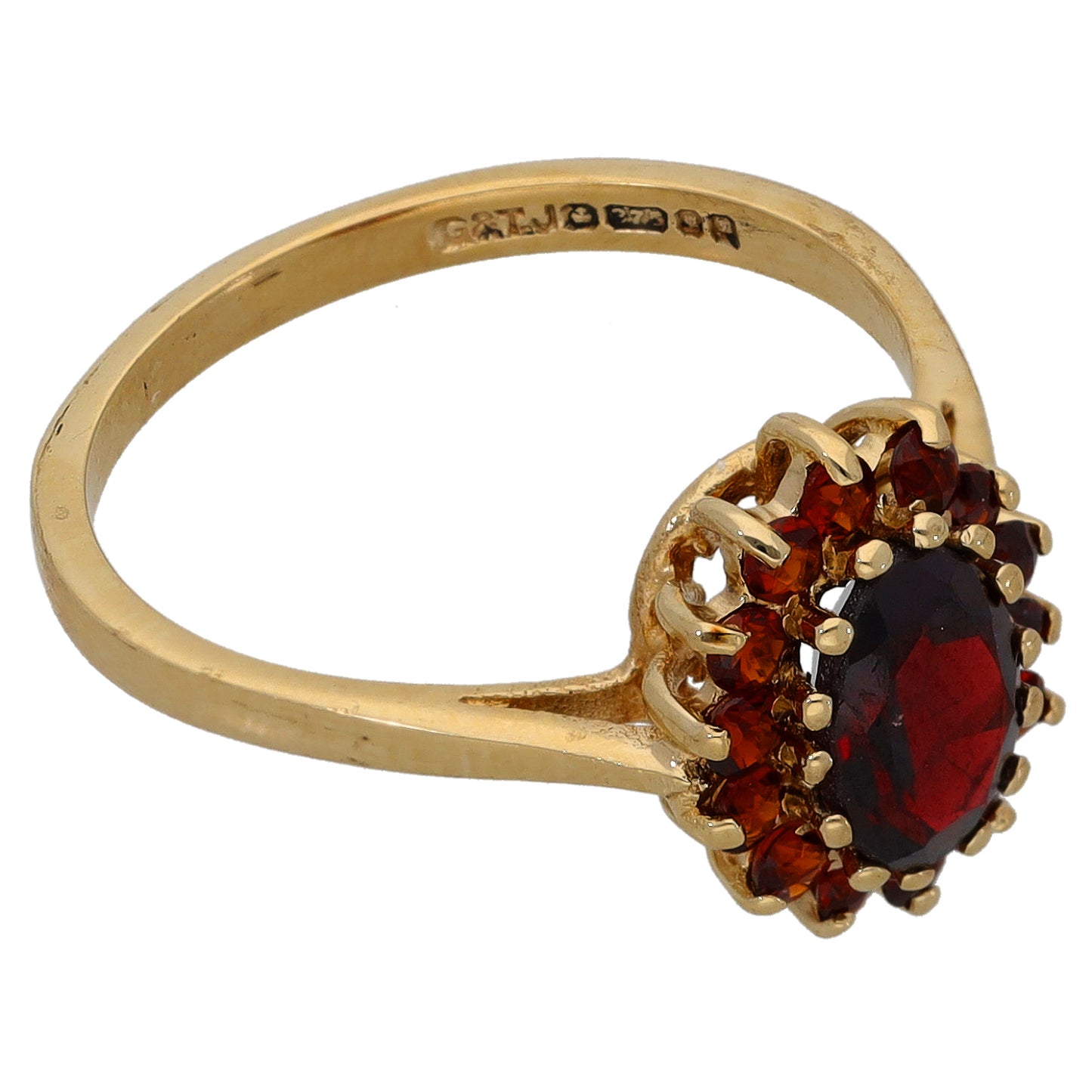 9ct Gold Garnet Cluster Ring Size M