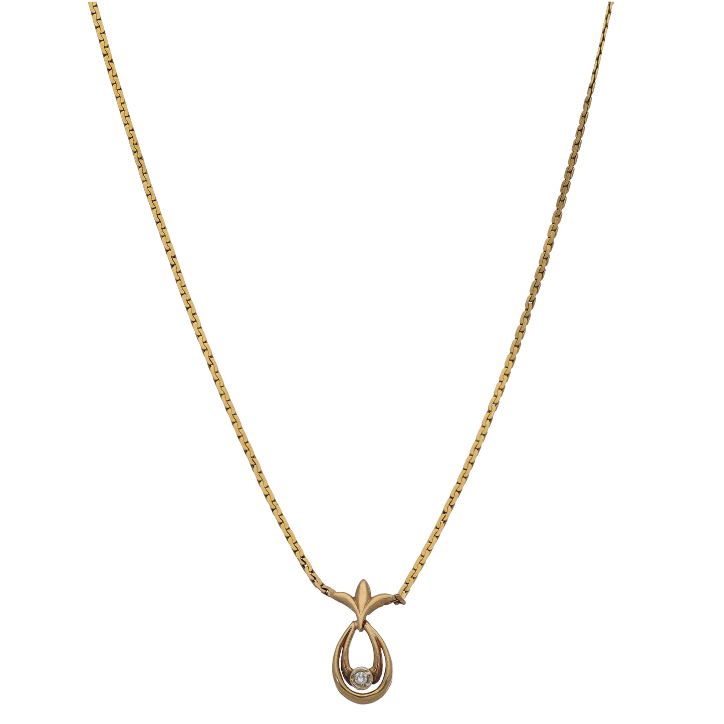 9ct Gold 0.05ct Diamond Fancy Necklace 16"