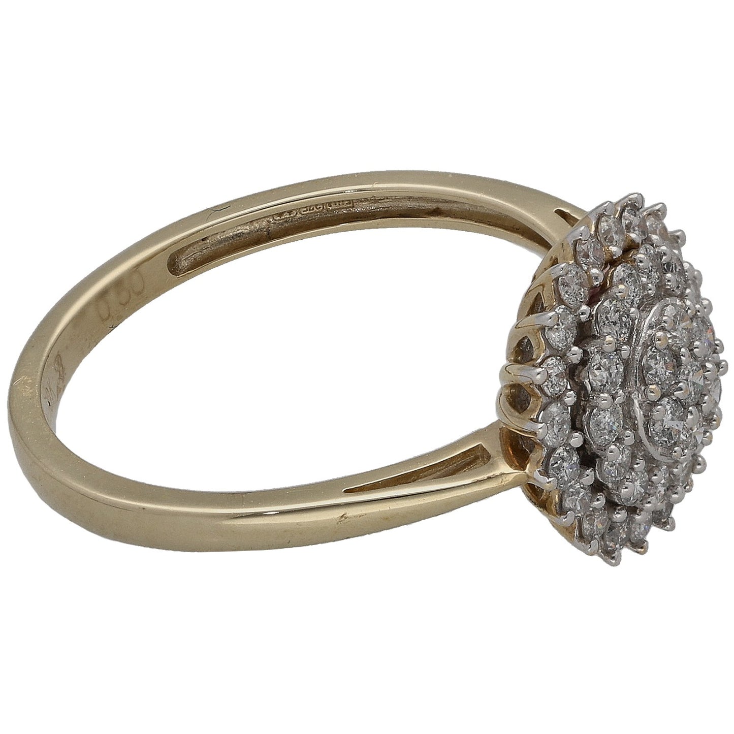 9ct Gold 0.50ct Diamond Cluster Ring Size N