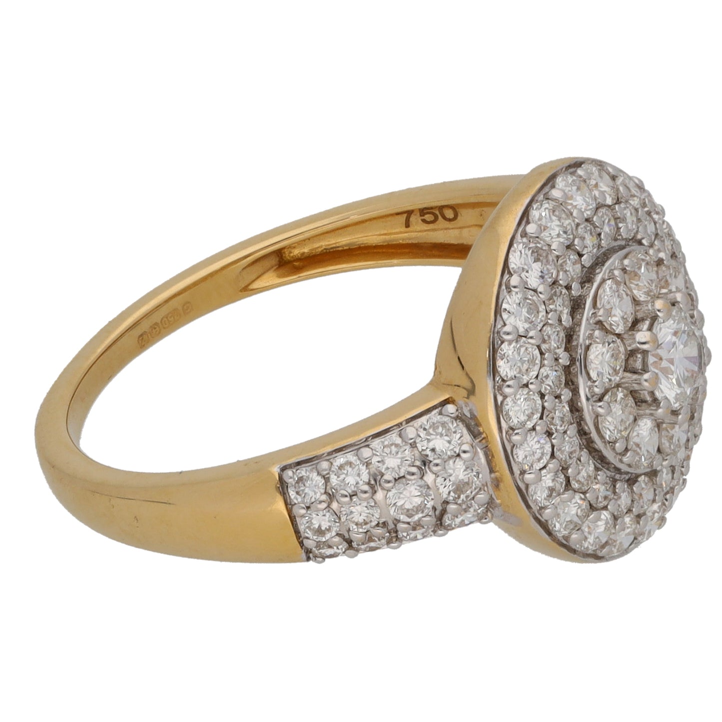 18ct Gold 2.13ct Diamond Cluster Ring Size N