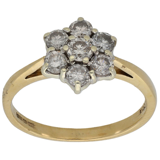 9ct Gold 0.75ct Diamond Cluster Ring Size K