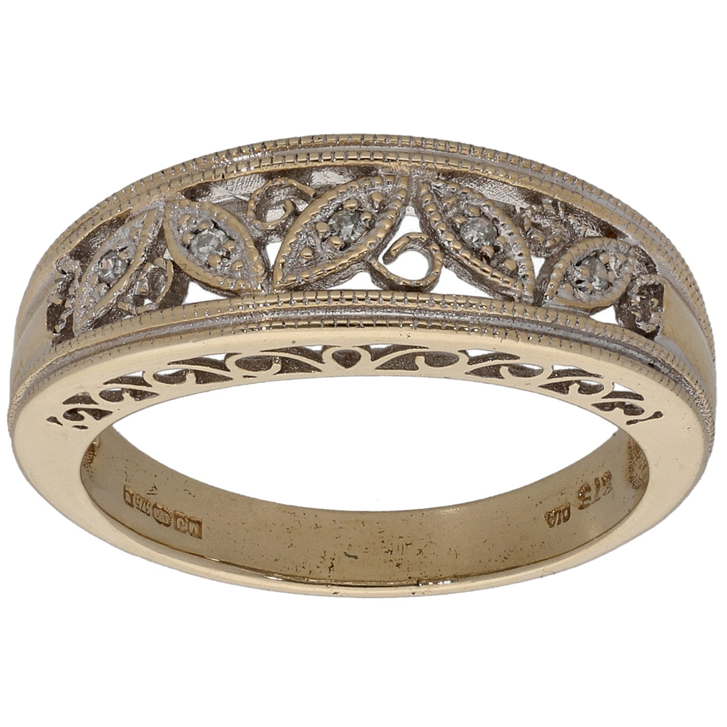 9ct Gold 0.05ct Diamond Dress/Cocktail Ring Size M
