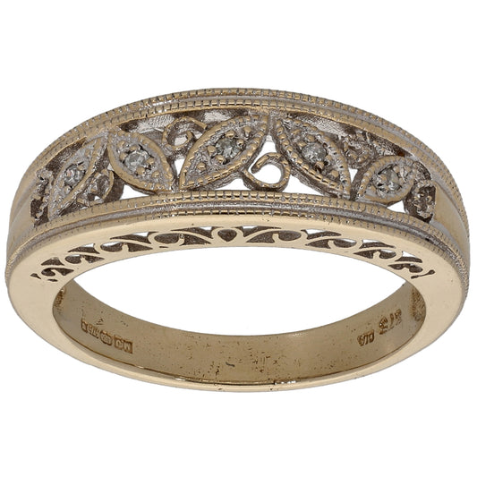 9ct Gold 0.05ct Diamond Dress/Cocktail Ring Size M