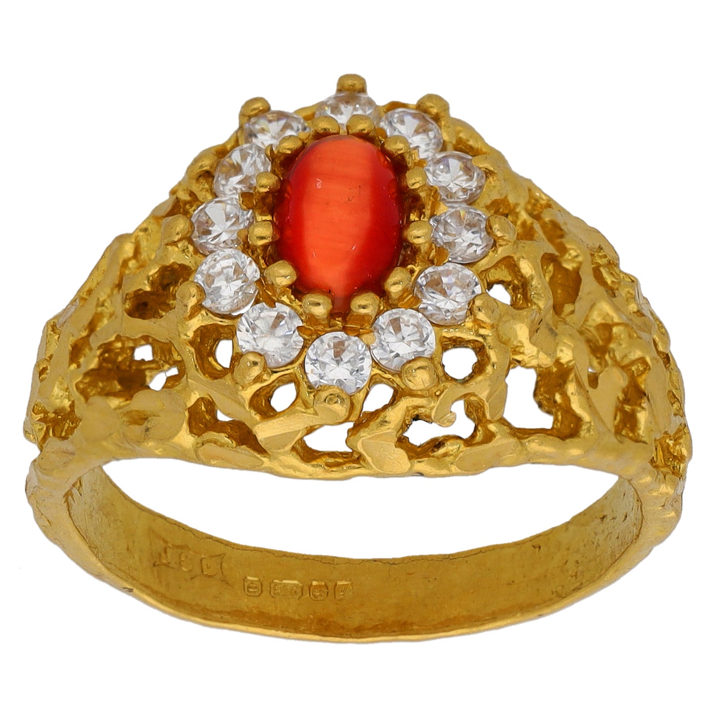 22ct Gold Imitation Gems Dress/Cocktail Ring Size M