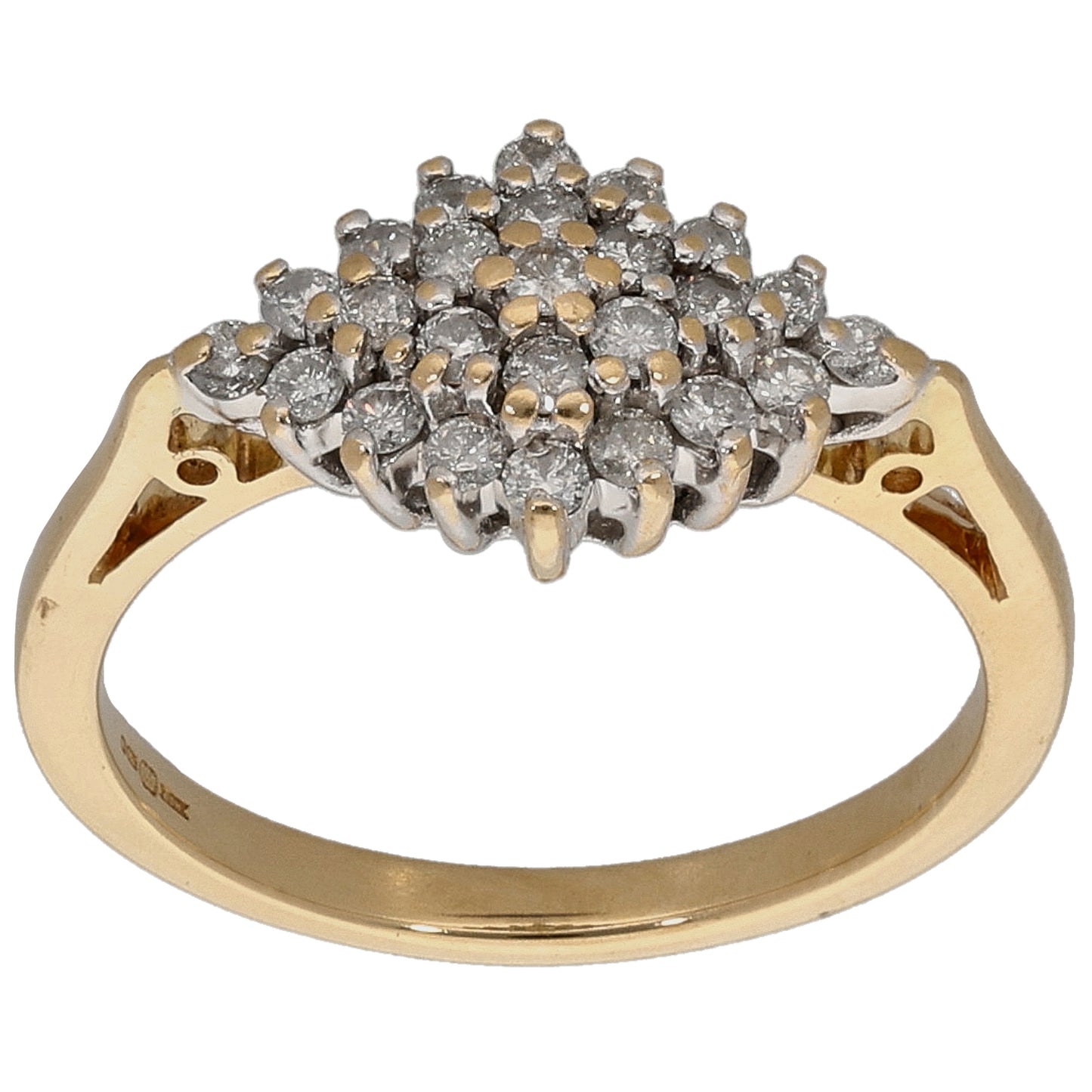 18ct Gold 0.50ct Round Diamond Cluster Ring Size O