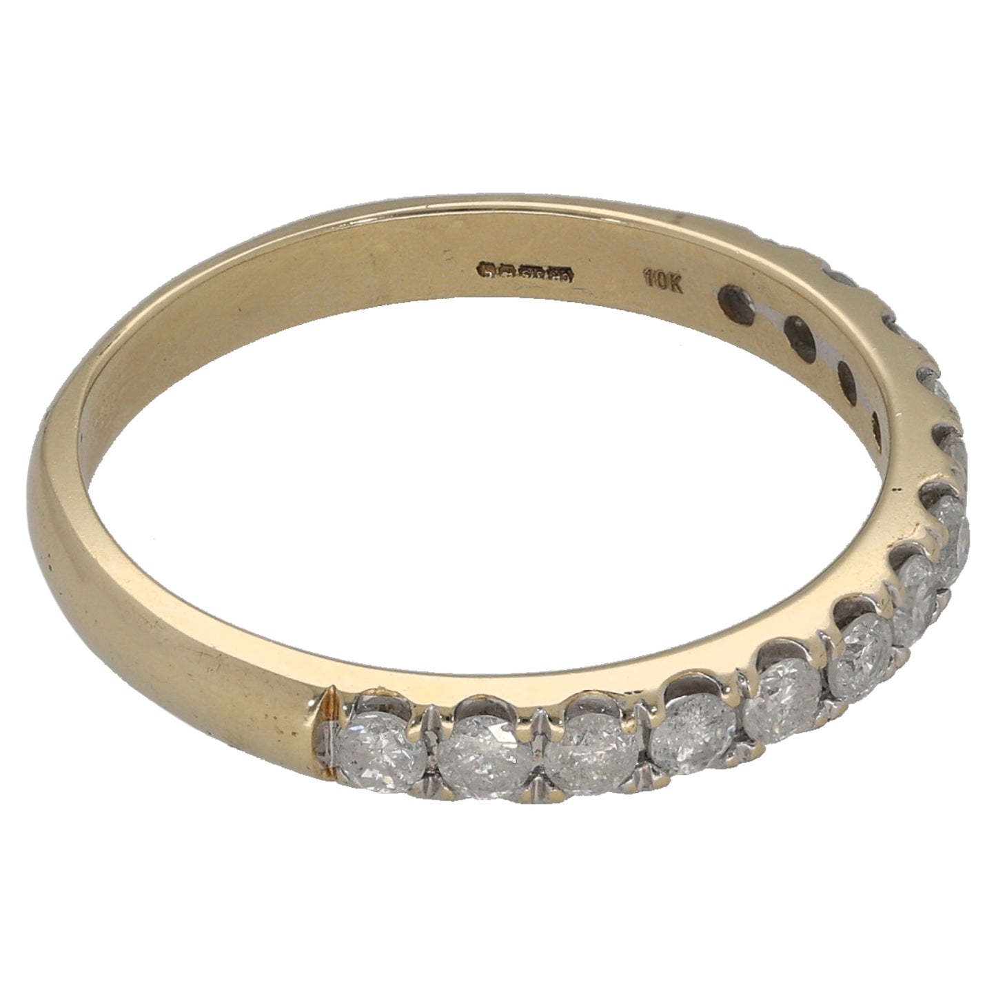 9ct Gold 0.39ct Diamond Half Eternity Ring Size P