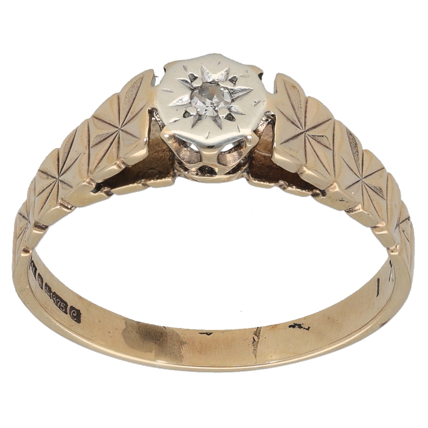 9ct Gold 0.02ct Diamond Solitaire Ring Size O